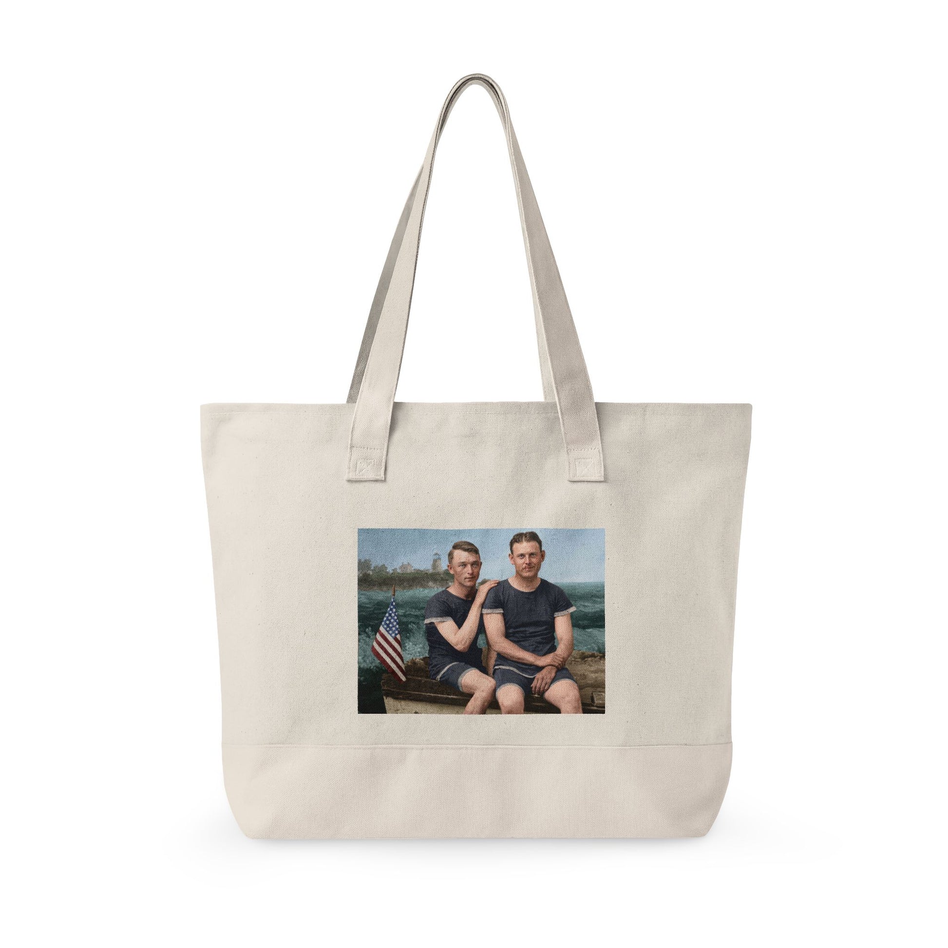 Restored vintage beach companions tote bag 