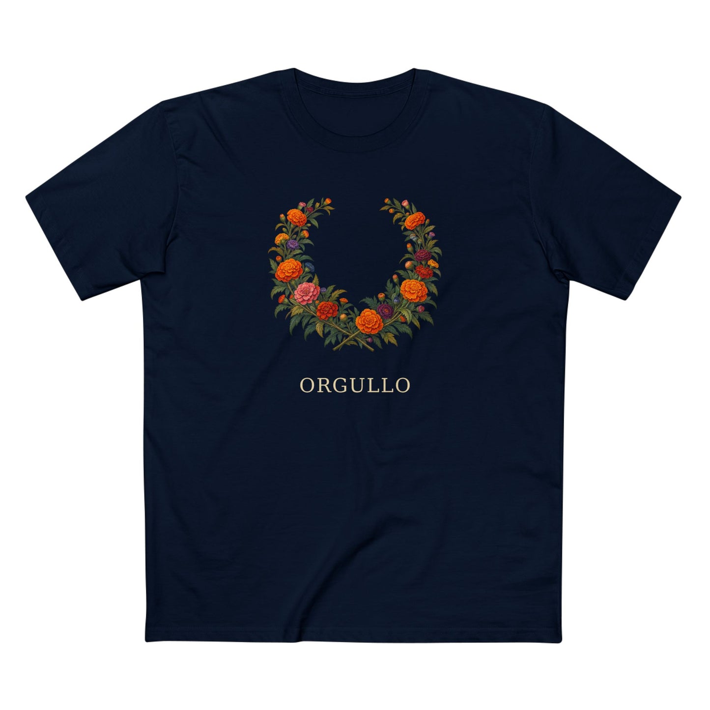 Mexican Cempasúchil Orgullo T-Shirt | Floral LGBTQ+ Pride Wreath Tee