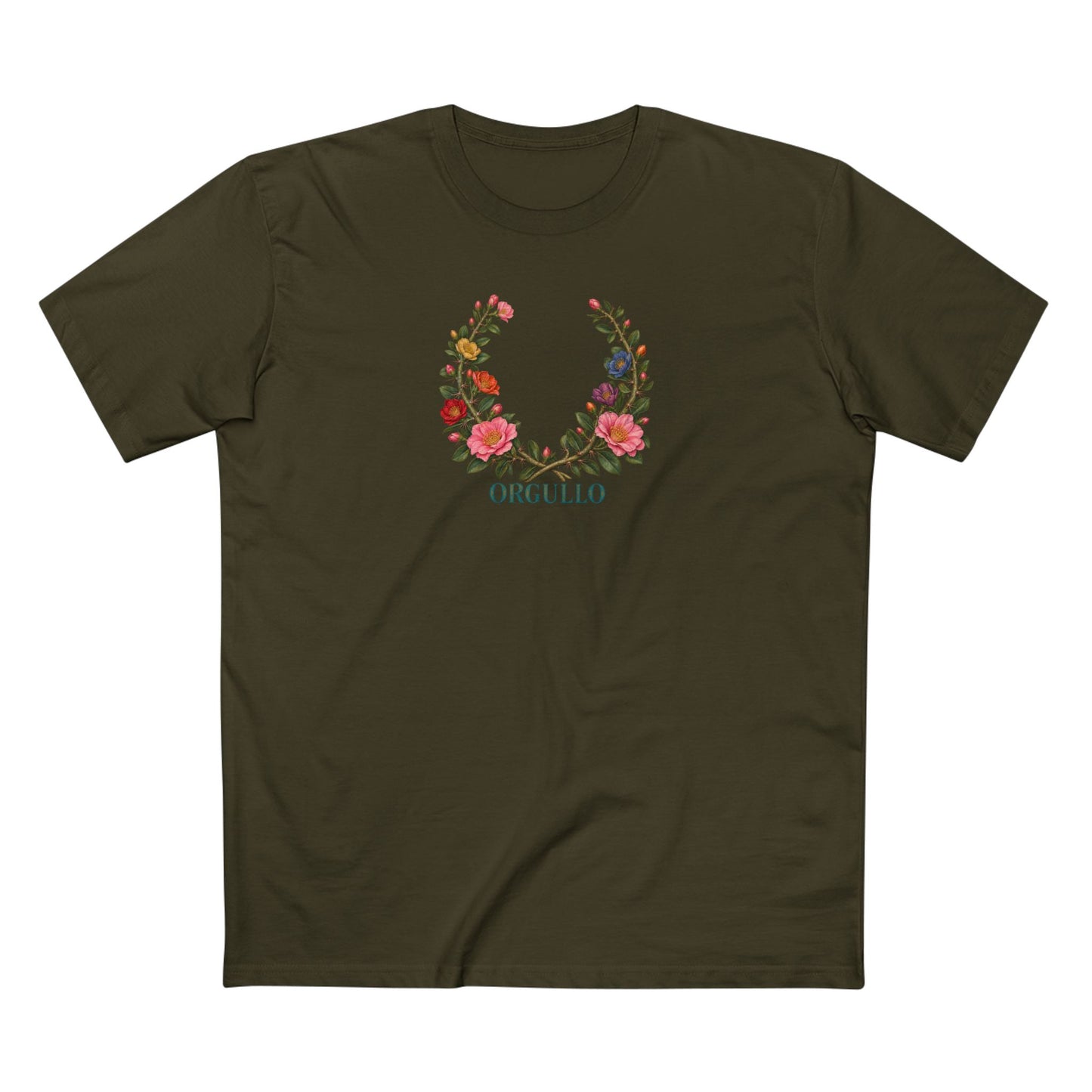 Dominican Bayahibe Rose Pride T-Shirt | ORGULLO Botanical Laurel Wreath Tee