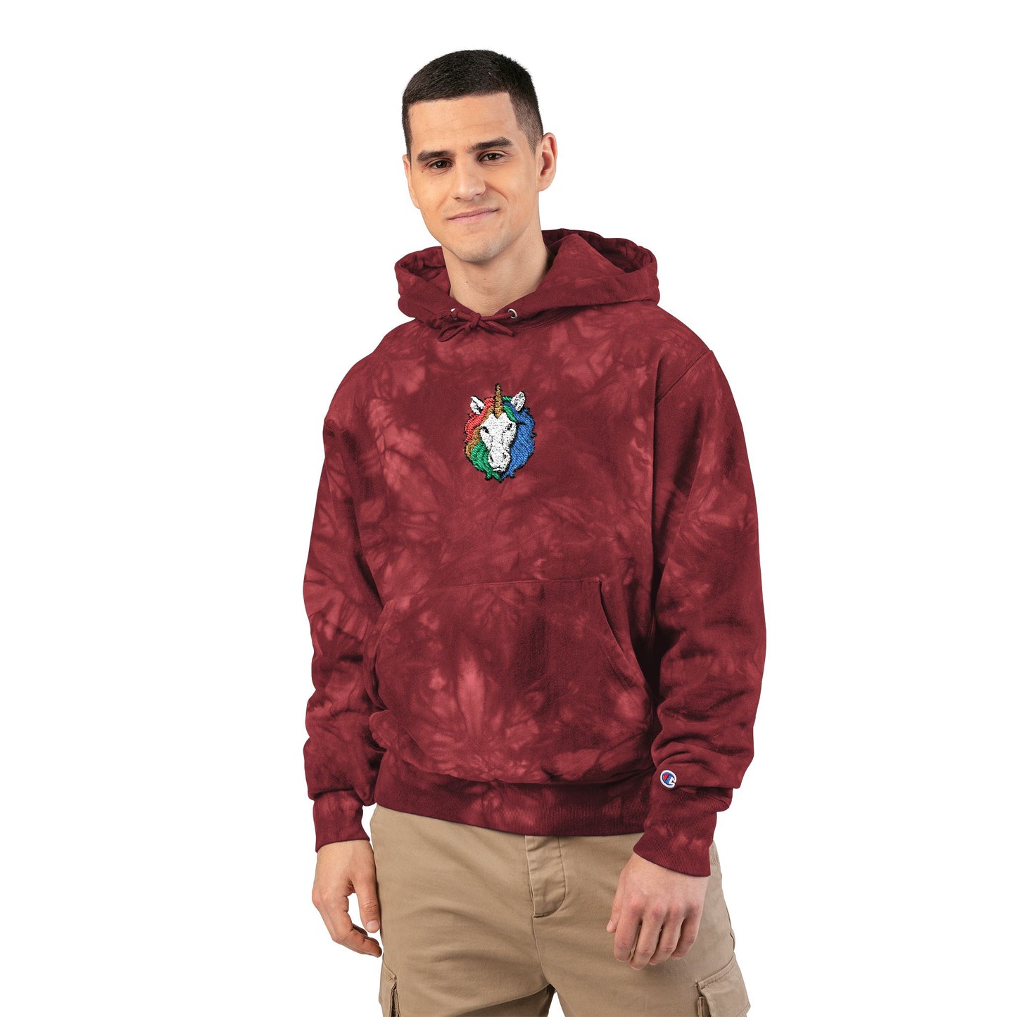 Rainbow Riders Unicorn Embroidered Champion Tie-Dye Hoodie — Unisex Streetwear