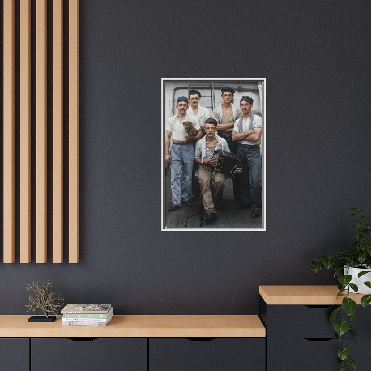 hommes 002 | Framed Vintage Photo - Matte Canvas