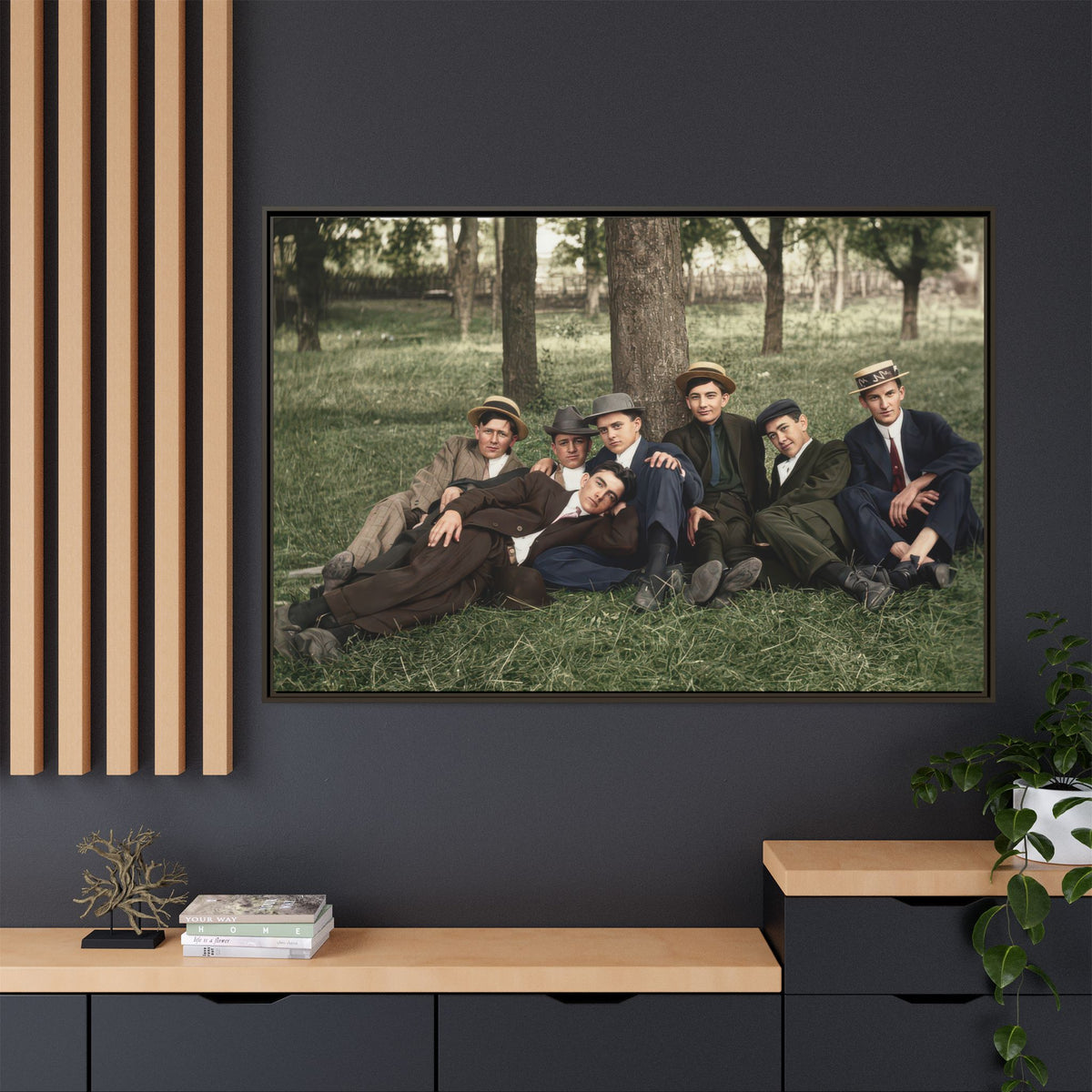 hommes 005 | Framed Vintage Photo - Matte Canvas