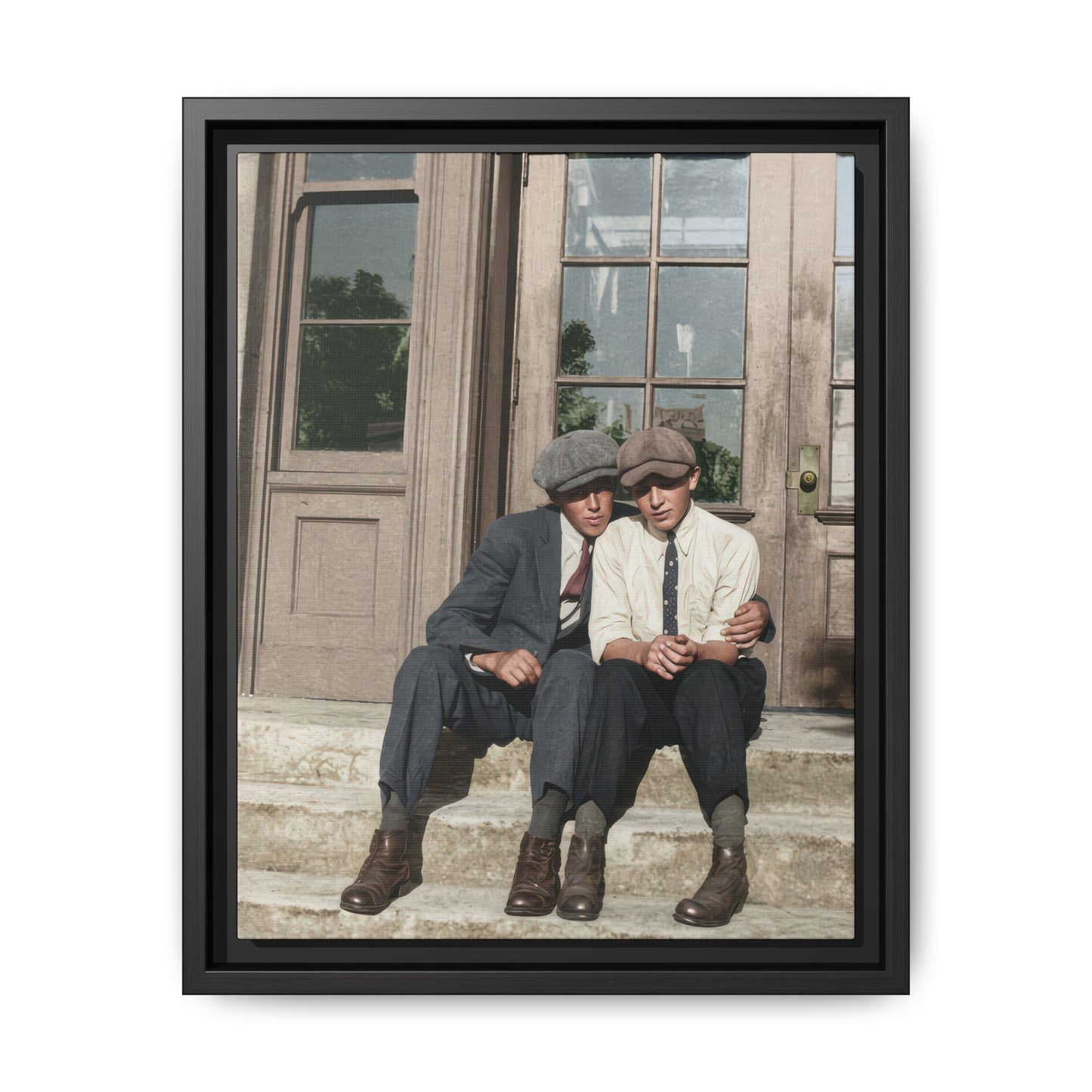 Early twentieth century outdoor double portrait vintage photograph canvas wall art