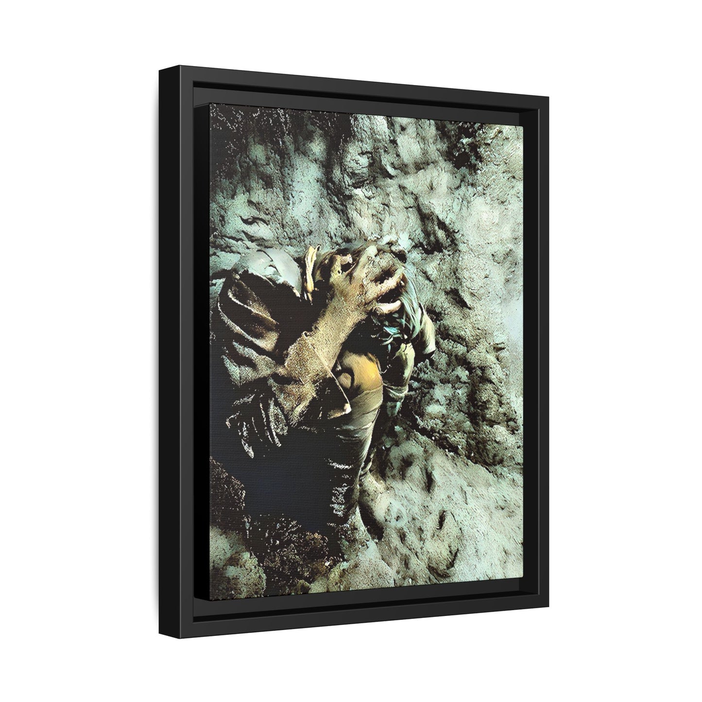 Restored WWI photo of Jesse, a lone soldier in anguish during the Meuse-Argonne Offensive, framed canvas art from Grand Esi France.