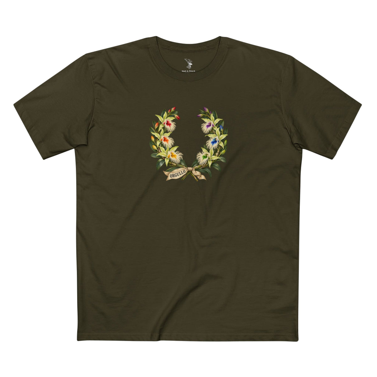 Honduran Digbyana Orchid ORGULLO Pride Laurel Wreath T-Shirt — Unhidden Beauty