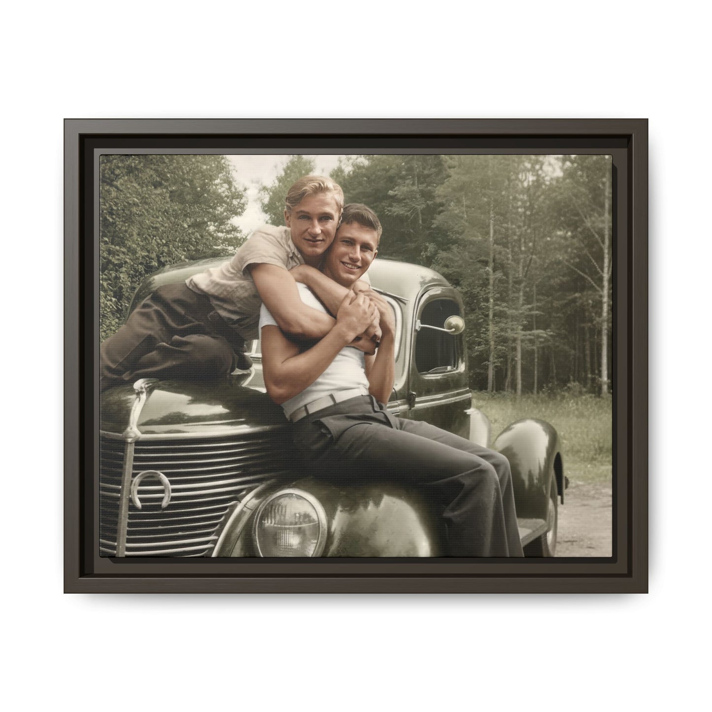 historic automobile portrait vintage photo canvas decor