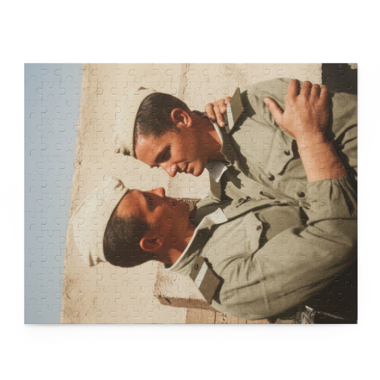 Sunlit Uniform Companions | Restored Historical Jigsaw Puzzle | paire 133