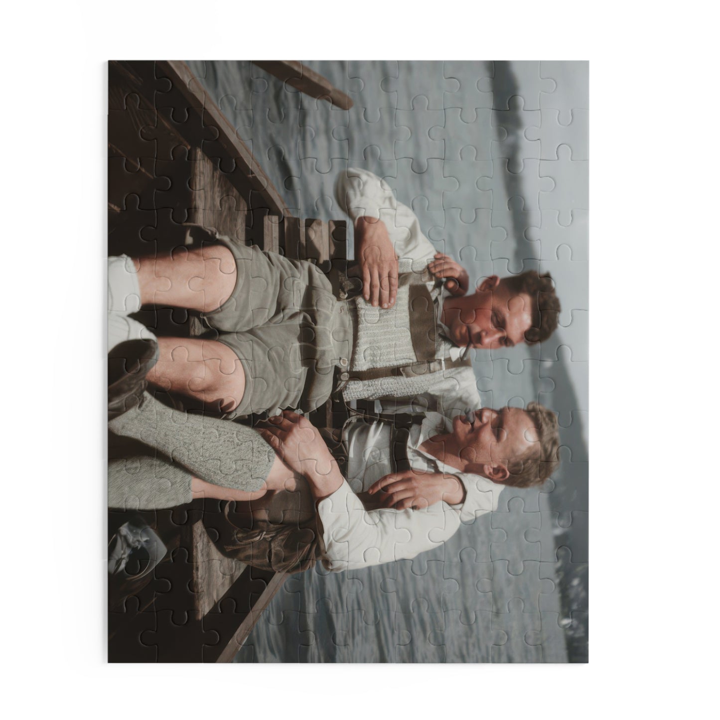 Lakeside Rowboat Companions | Restored Historical Jigsaw Puzzle | paire 116