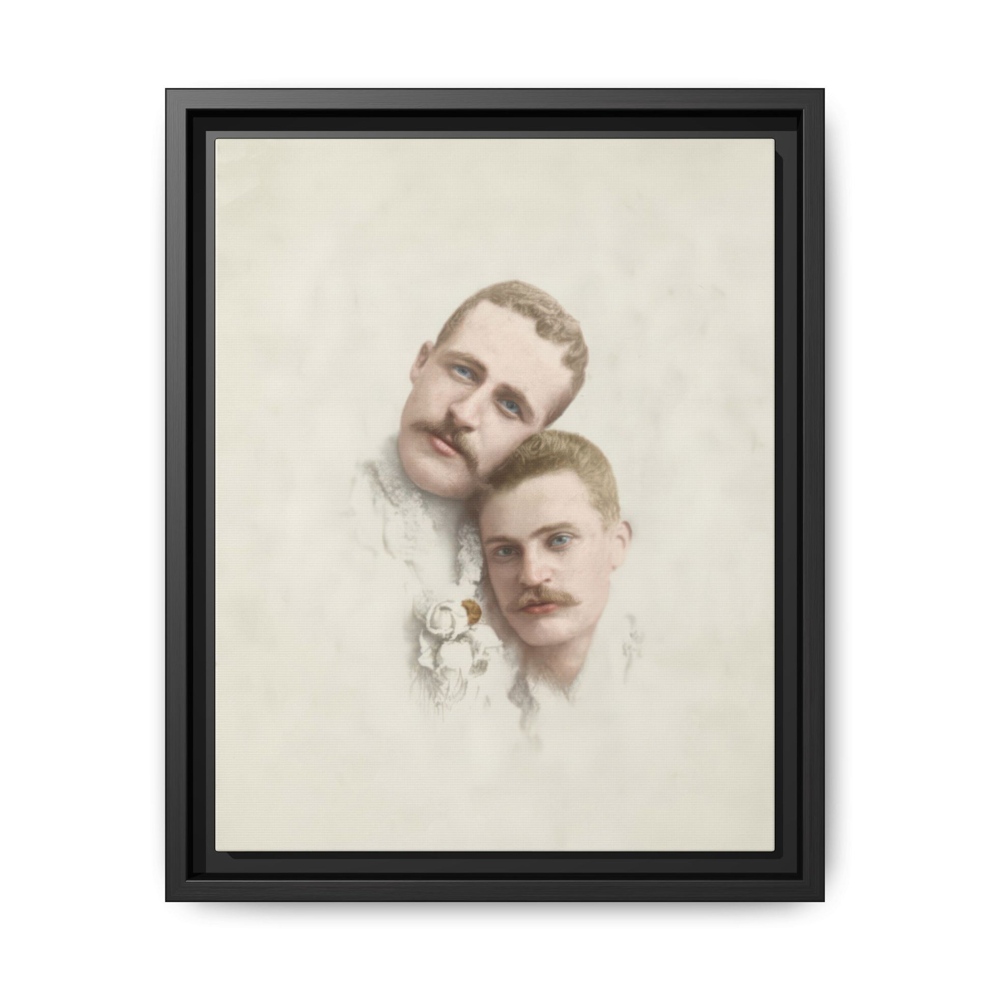 Early 20th century close double portrait of two mustached men in a softly blended composition