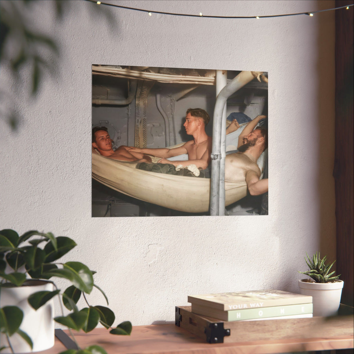Hommes 004 | Men Resting in Shipboard Hammocks | Vintage Photography Poster