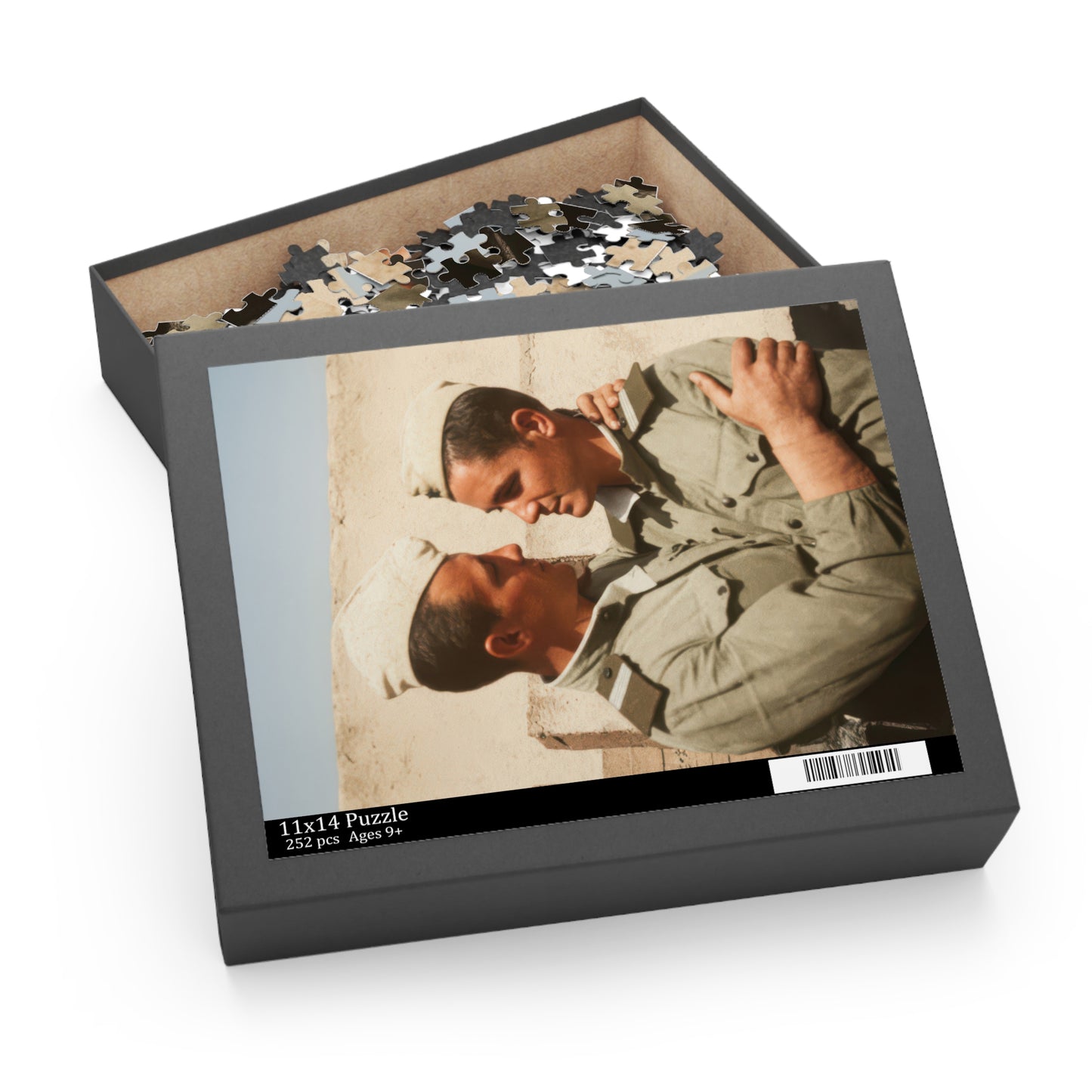 Sunlit Uniform Companions | Restored Historical Jigsaw Puzzle | paire 133