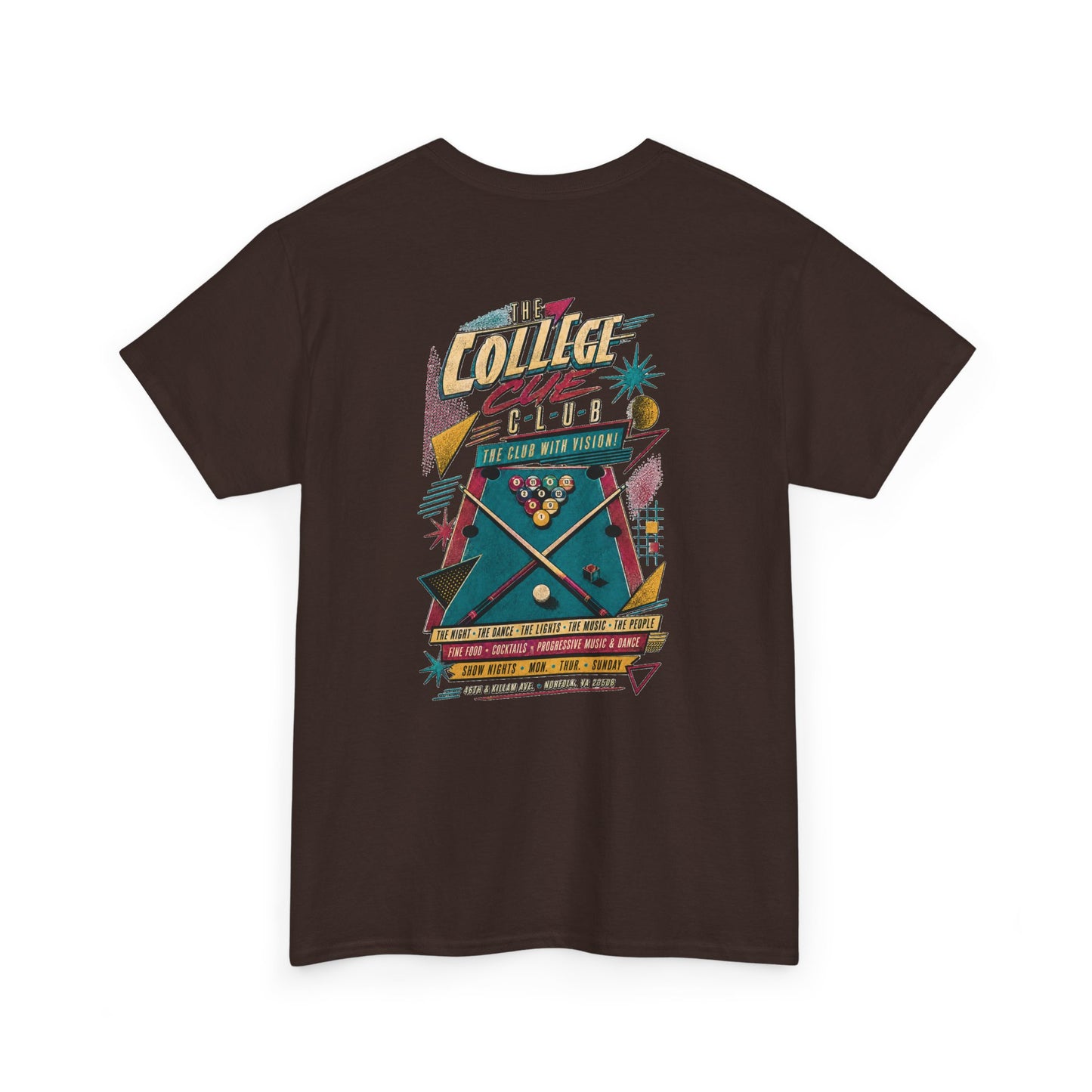 The College Cue Club Norfolk T-Shirt — Vintage 1988 Gay Bar & LGBTQ+ Nightlife History Tee