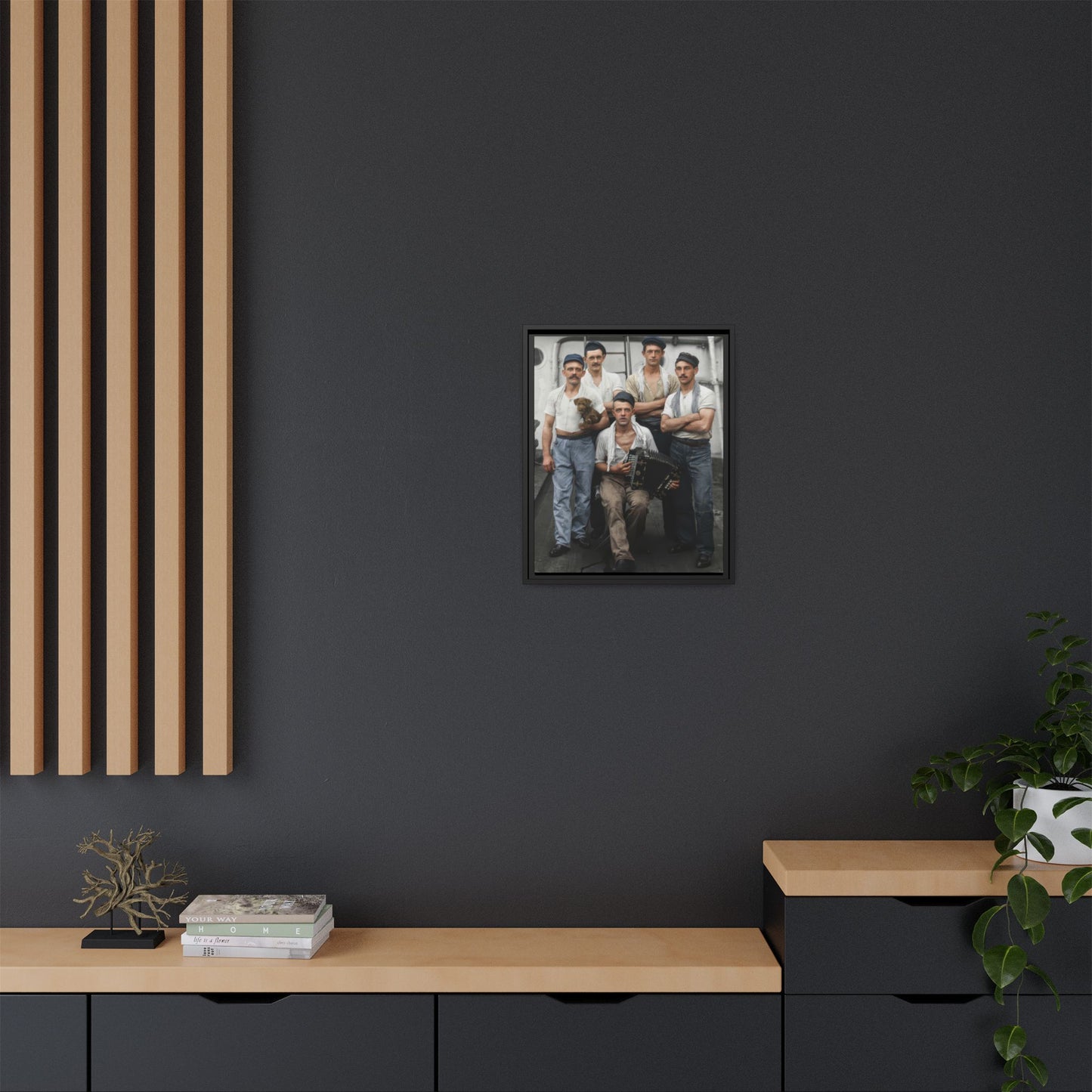 hommes 002 | Framed Vintage Photo - Matte Canvas