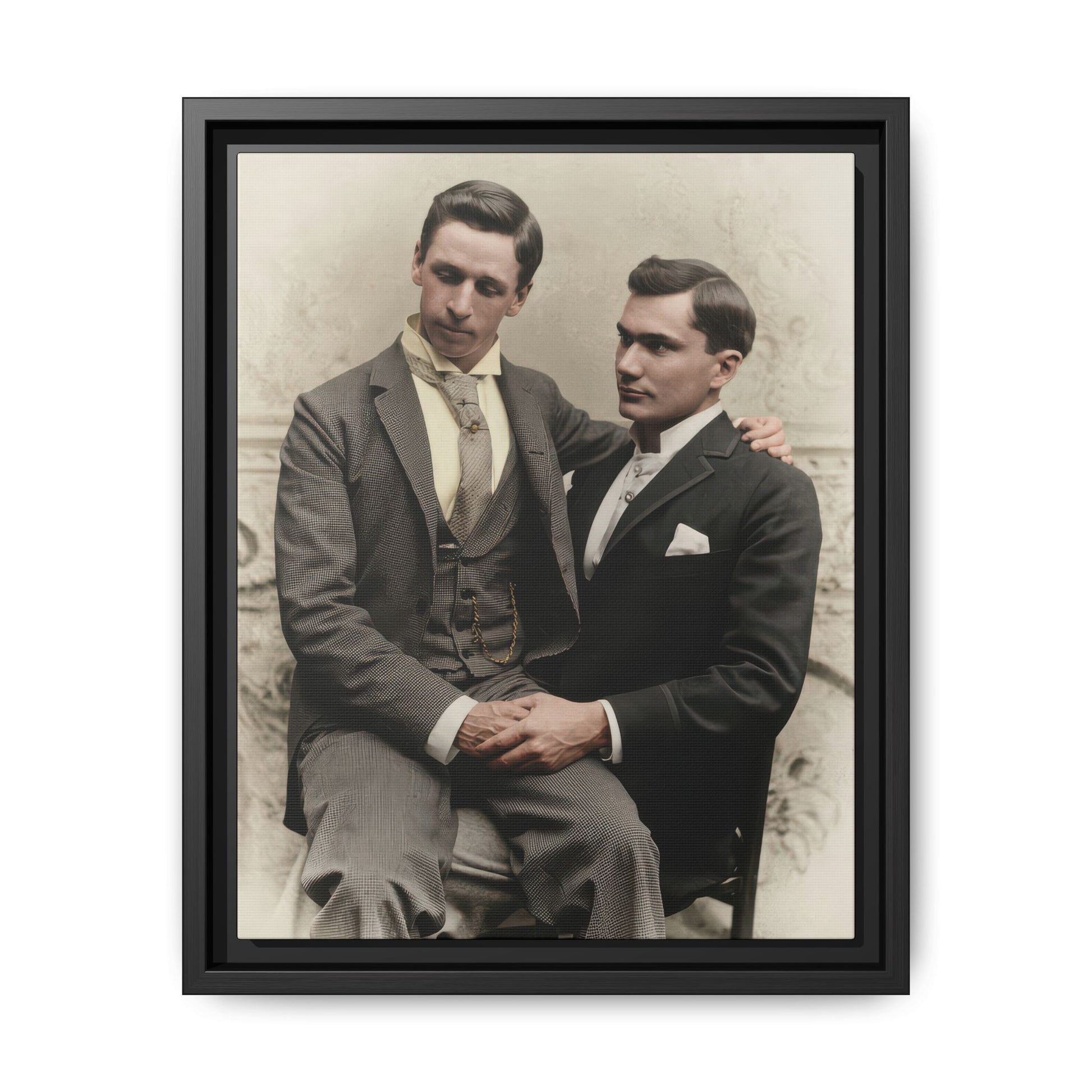 Early twentieth century studio double portrait of two men in formal suits seated together