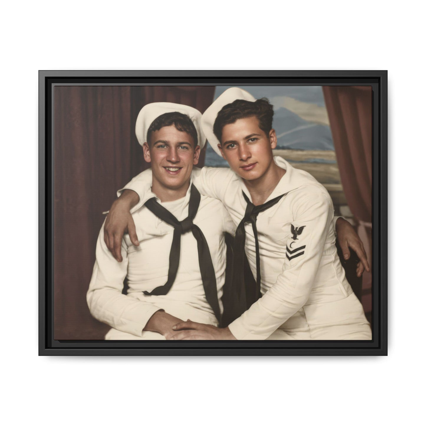 historic sailor portrait archival photograph framed canvas wall art