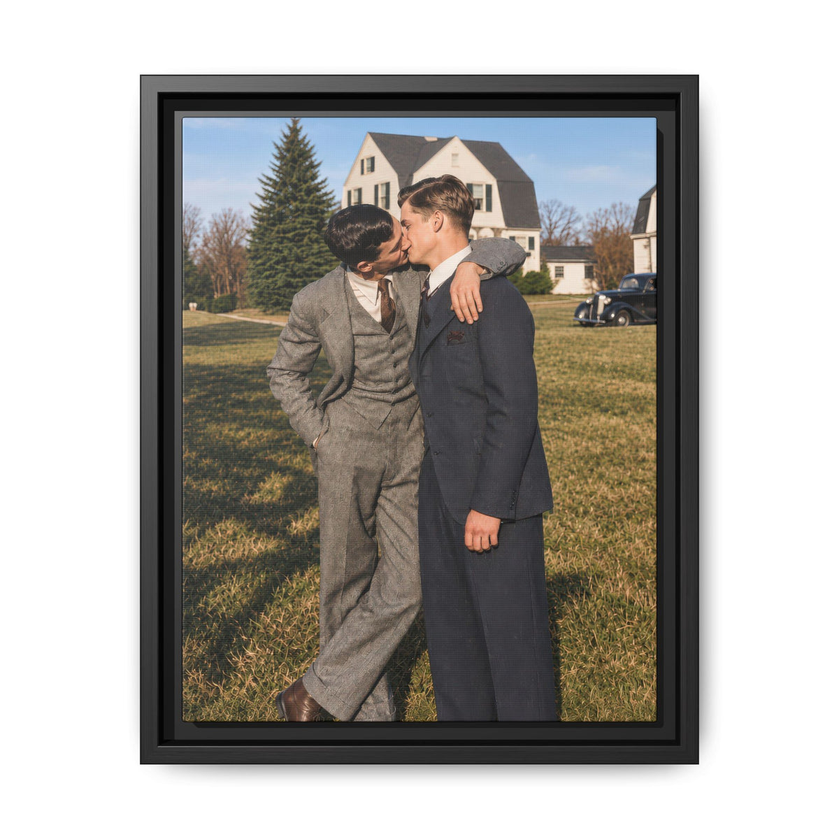 1.	early 20th century vintage photograph outdoor portrait framed canvas wall art
