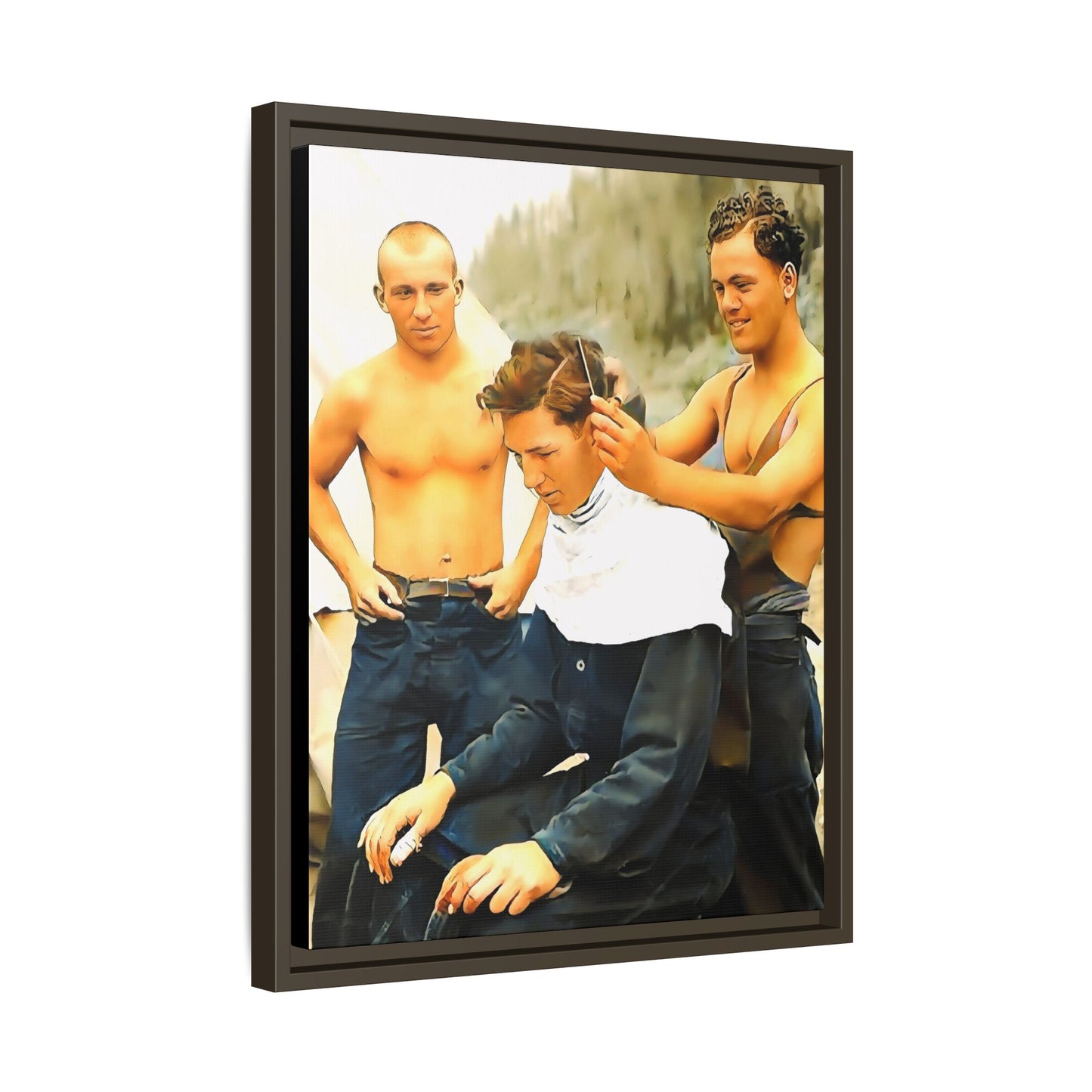 hommes 008 | Framed Vintage Photo - Matte Canvas