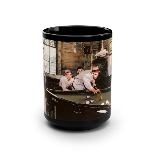 hommes 024 | Black Mug, 15oz Vintage Gay Bar Photo Queer Present Pool Table LGBTQ Present Gift
