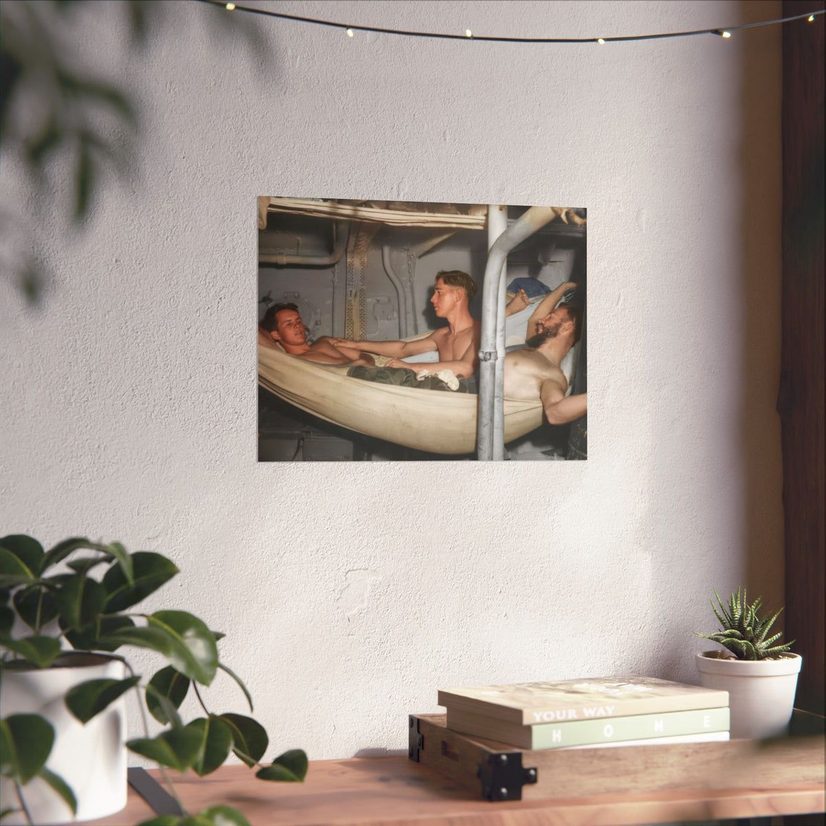 Hommes 004 | Men Resting in Shipboard Hammocks | Vintage Photography Poster