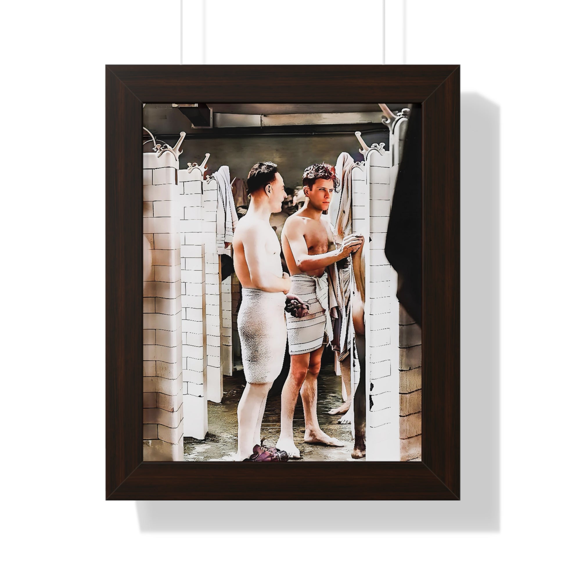hommes 010 | Framed Poster Vintage Locker Room Towel Men Male Prideware Gift Pride Queer Gay