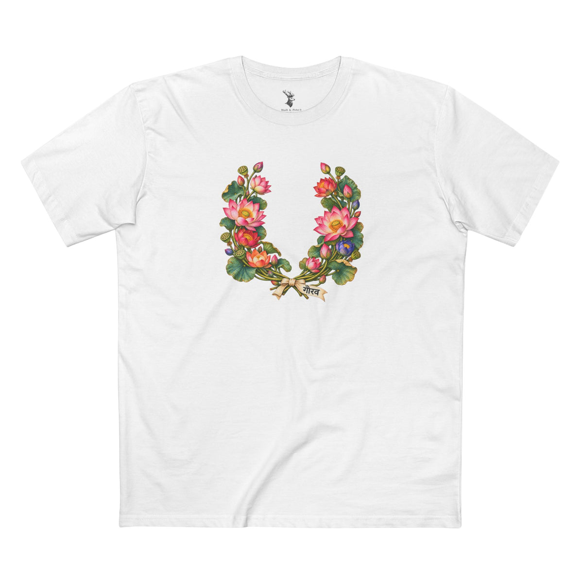 Gaurav Indian Lotus Pride T-Shirt — Rising With Dignity LGBTQ+ Laurel Wreath Tee
