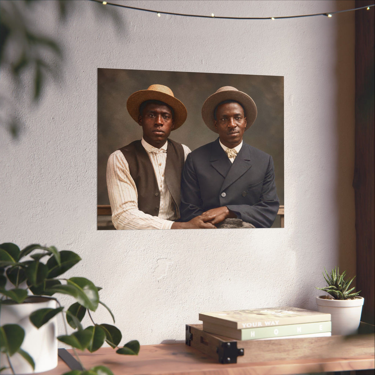 Paire 103 | Two Black Men in Straw Hats | Vintage Photography Poster