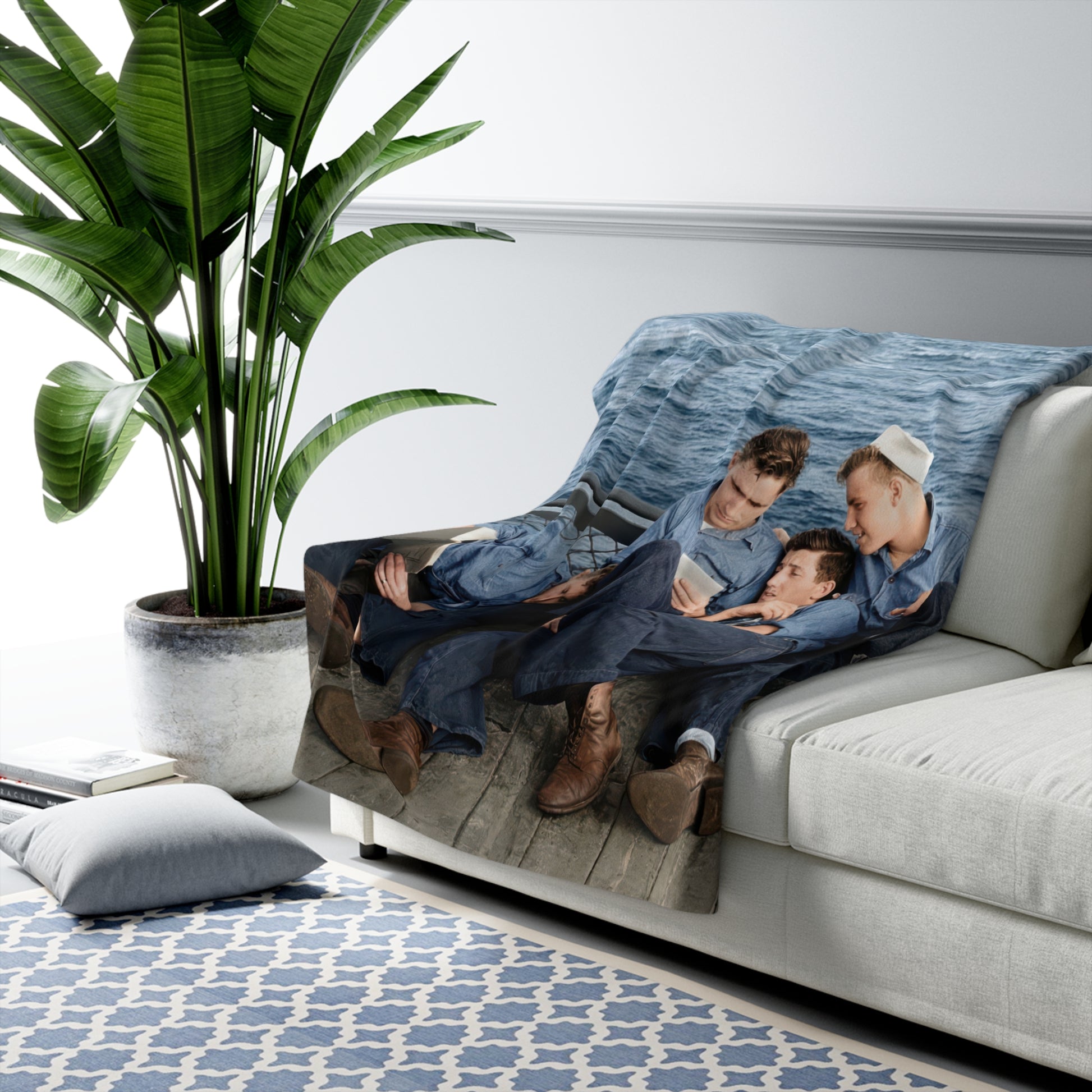 Hommes 025 blanket with archival naval portrait and refined masculine tone 