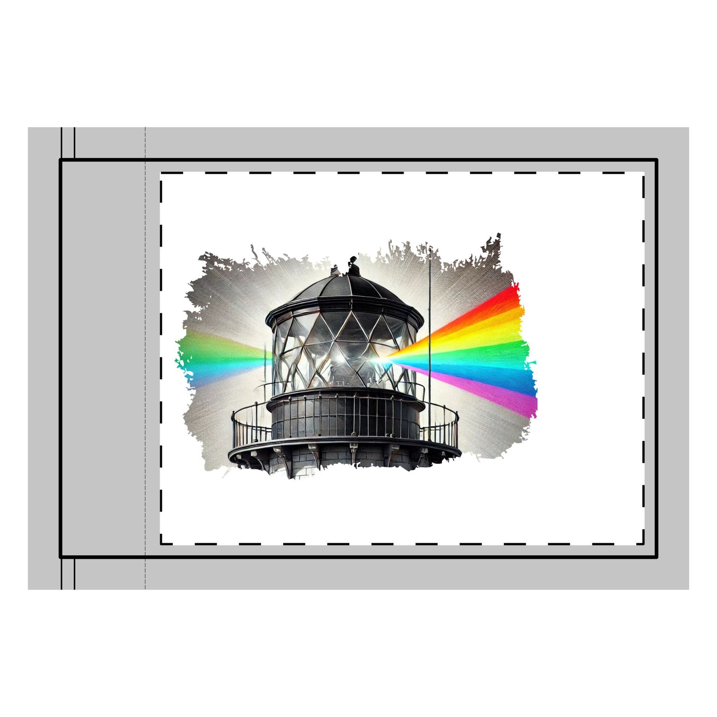 A vibrant Lighthouse Flag featuring a black and white lighthouse radiating rainbow-colored beams, symbolizing guidance, diversity, and unity. Perfect for celebrating inclusivity, safety, and pride at events and gatherings. LGBTQ Queer Gay Flag