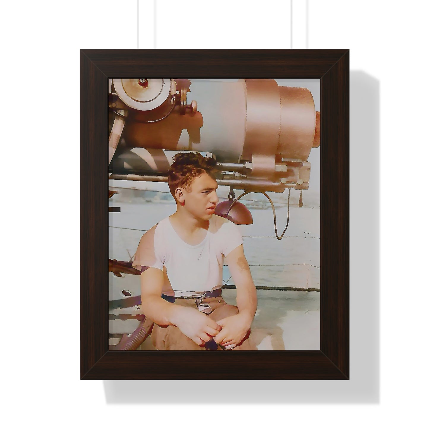 celibataire 026 | Framed Poster Vintage Sailor Photo Ship WWII Tired Young Man Ocean Gay LGBTQ 