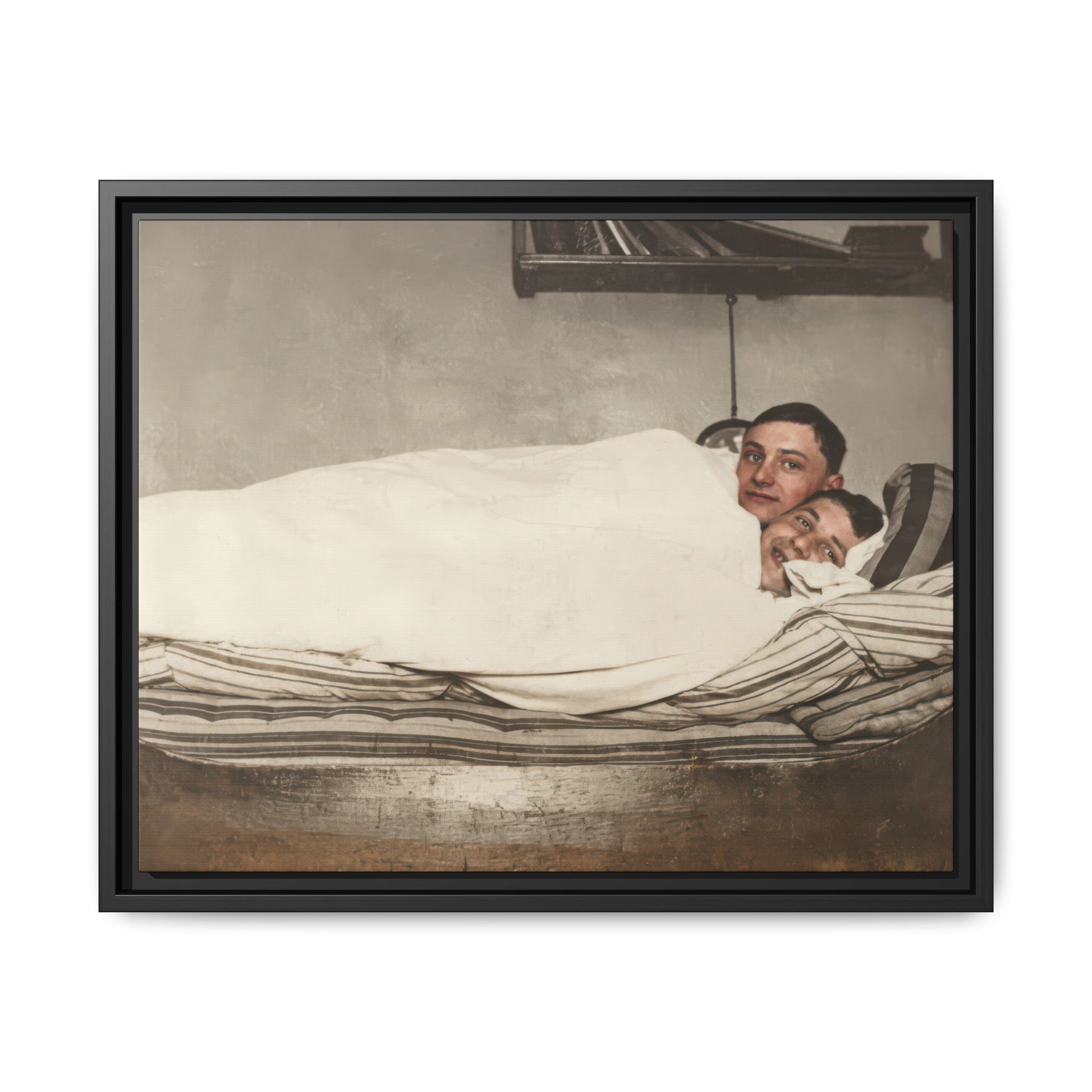Early 20th century interior portrait framed canvas wall art soft tones
