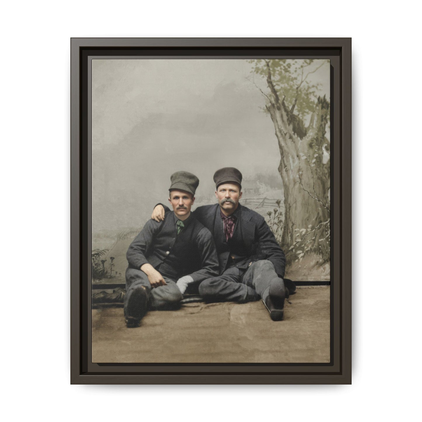 Two men seated vintage portrait historic photograph canvas reproduction