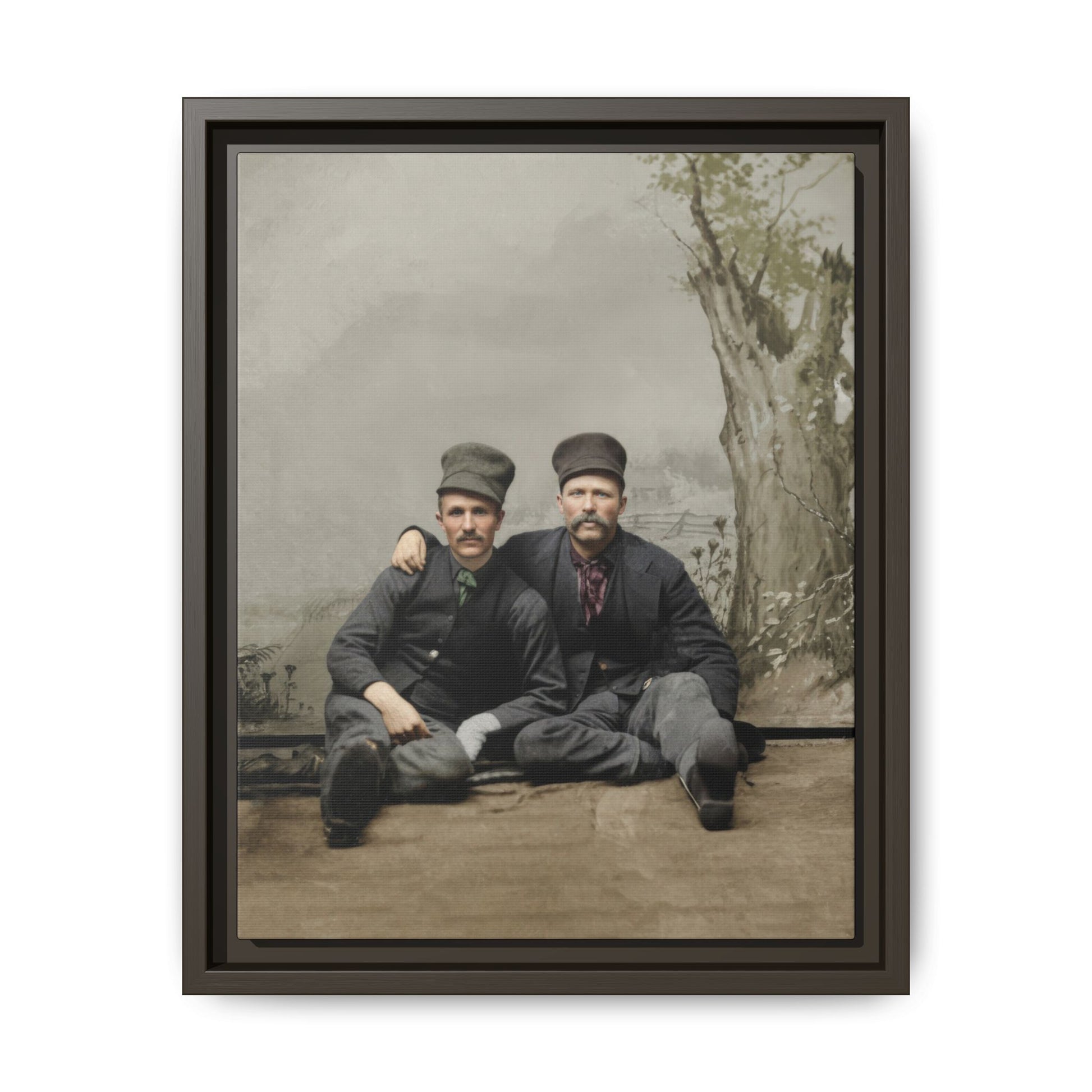 Two men seated vintage portrait historic photograph canvas reproduction