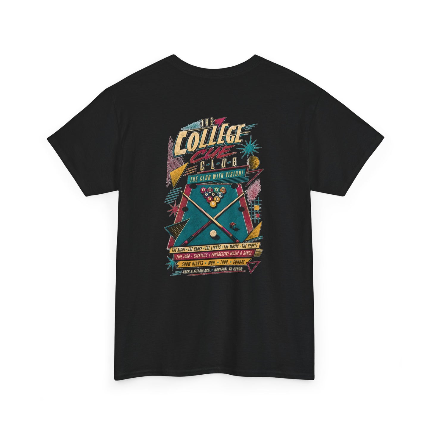 The College Cue Club Norfolk T-Shirt — Vintage 1988 Gay Bar & LGBTQ+ Nightlife History Tee