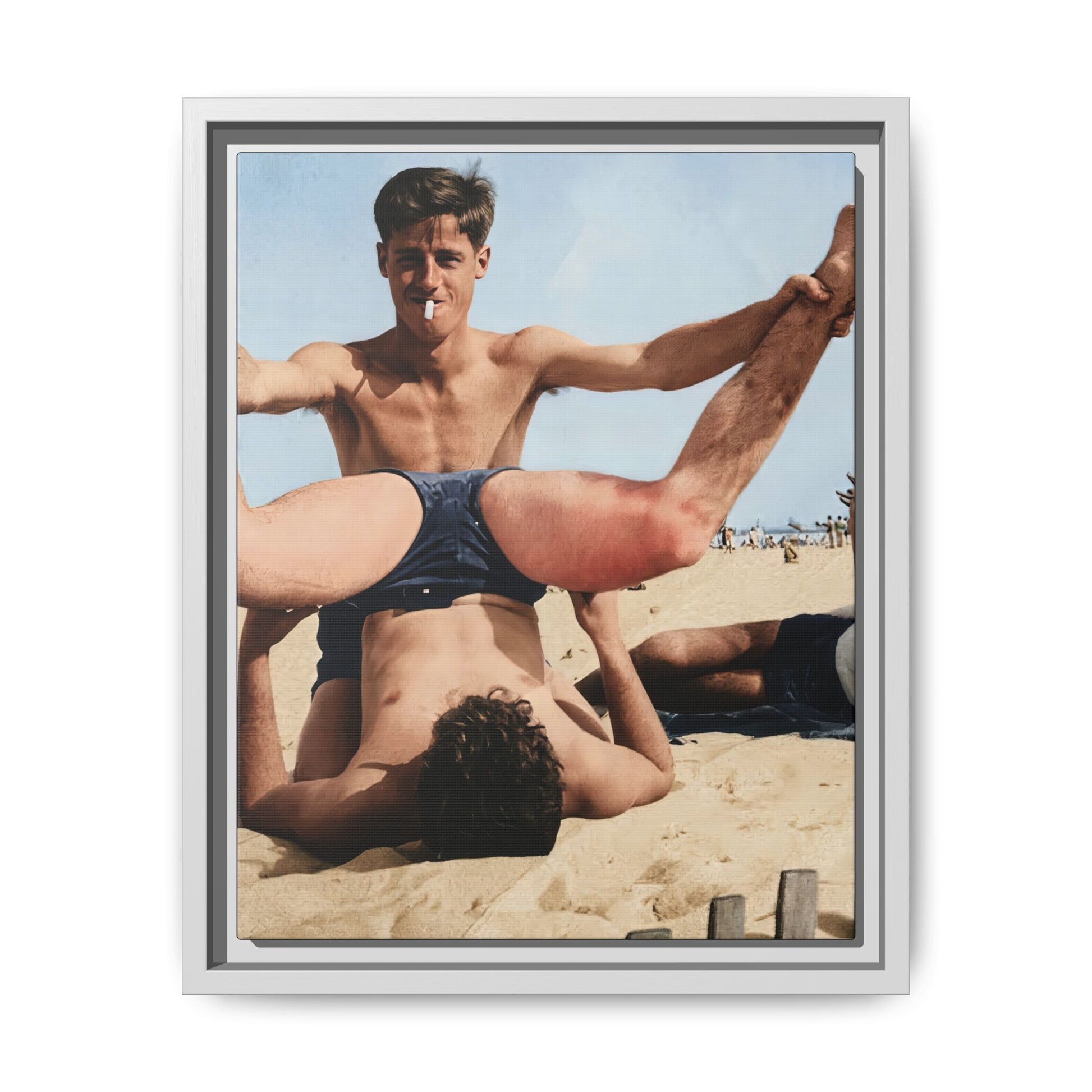 vintage physical interaction beach wall art framed canvas 