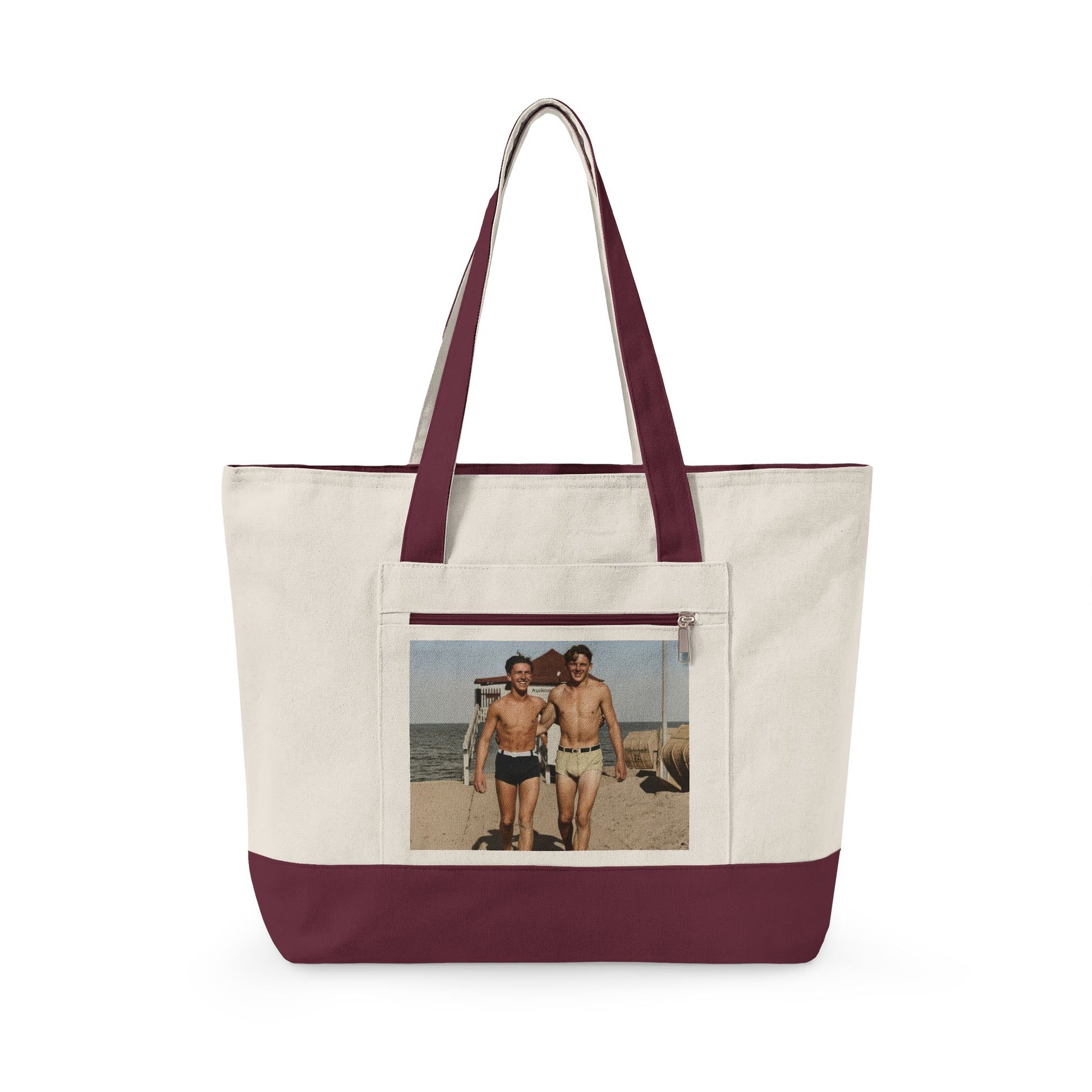 Everyday carry tote with vintage summer beach photography 