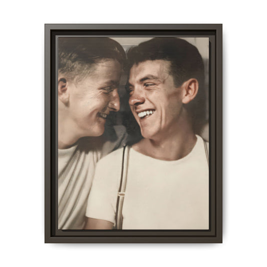 Vintage photobooth photograph wall art with intimate double portrait and soft tonal character