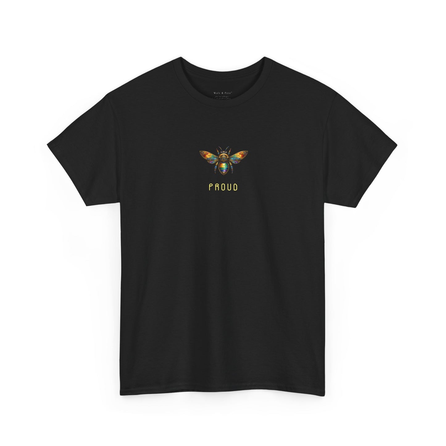 art deco PROUD bee shirt metallic look 