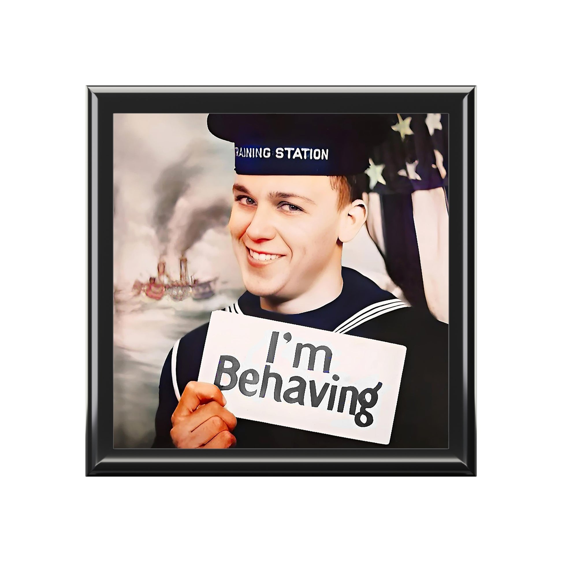 Vintage 1910s Navy Sailor Keepsake Box | Personalized Memory Box | Navy | Unique Gift Idea