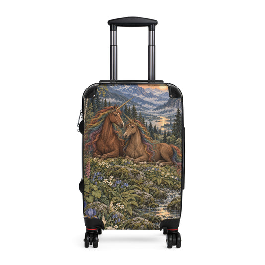 Companions of the Rainbow Vale | Brown Unicorn Aesthetic Movement Carry-On Suitcase