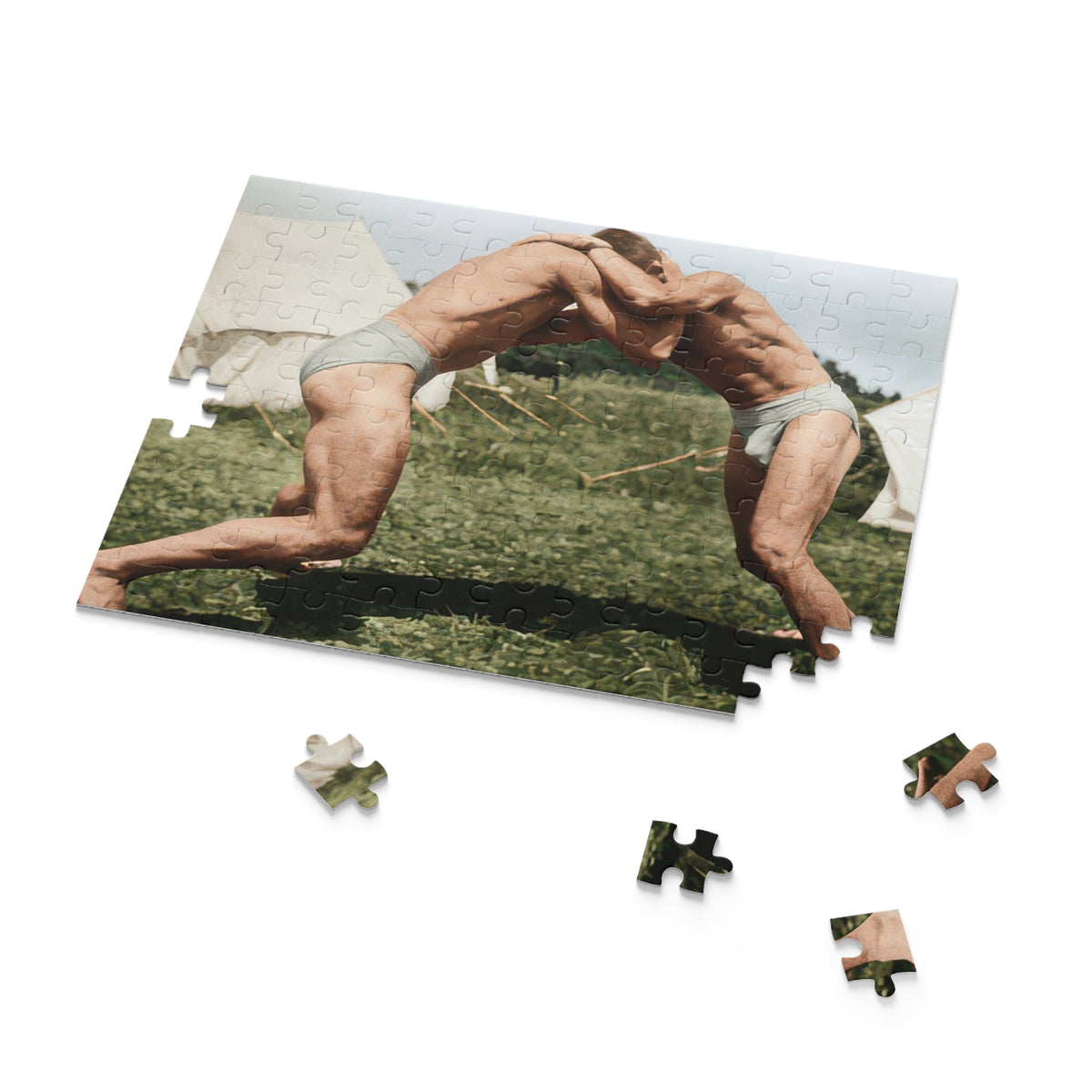 LGBTQ+ Heritage Jigsaw Puzzle — Outdoor Wrestlers Before Canvas Tents | athlétisme 019