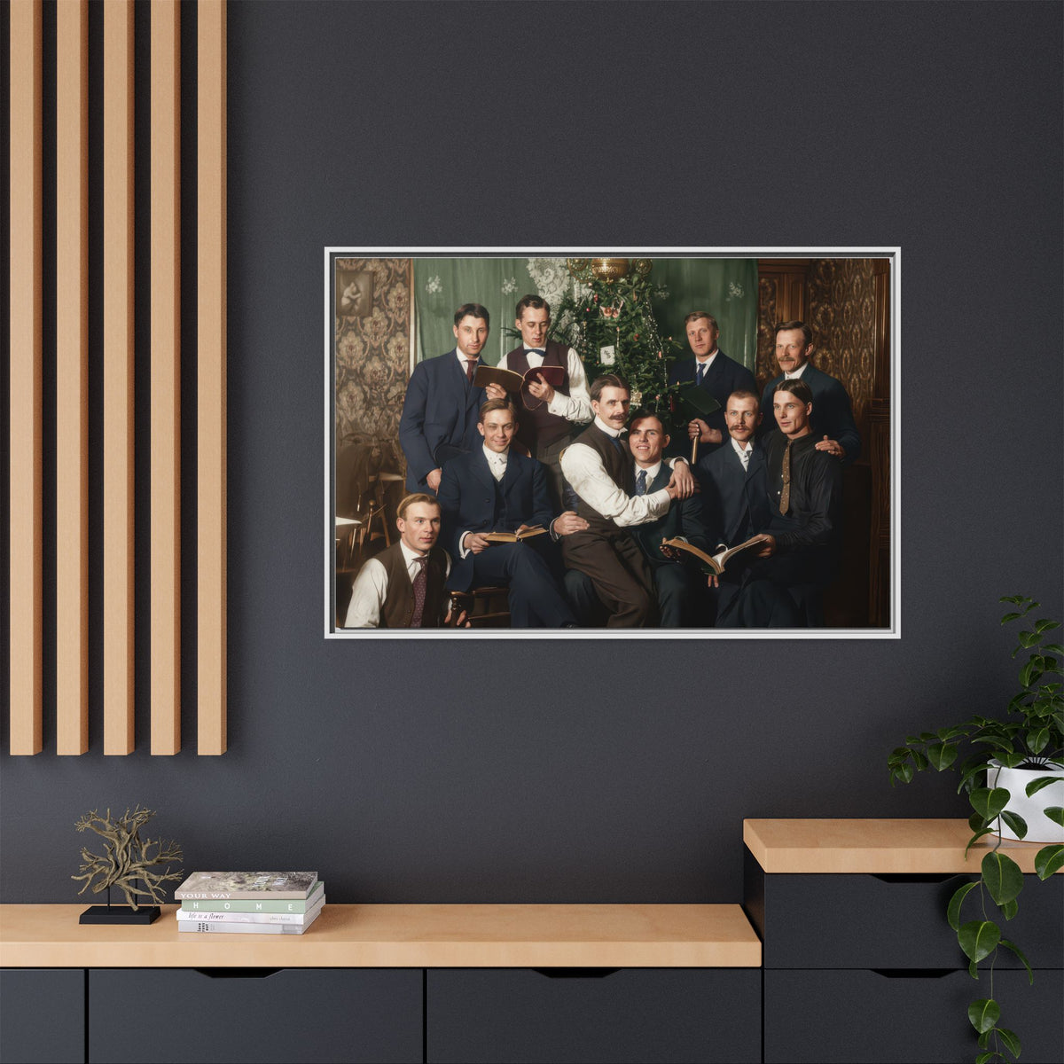 hommes 001 | Framed Vintage Photo - Matte Canvas