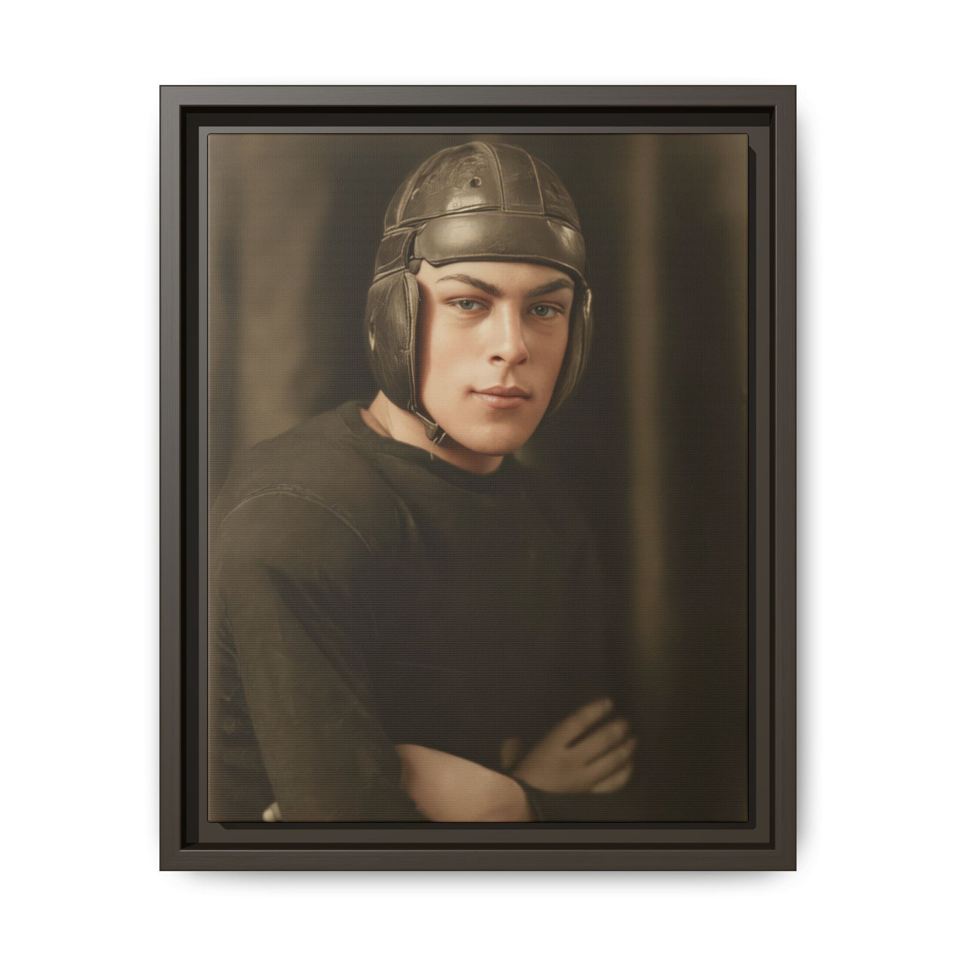 Historical sports photography featuring early football athlete studio portrait 