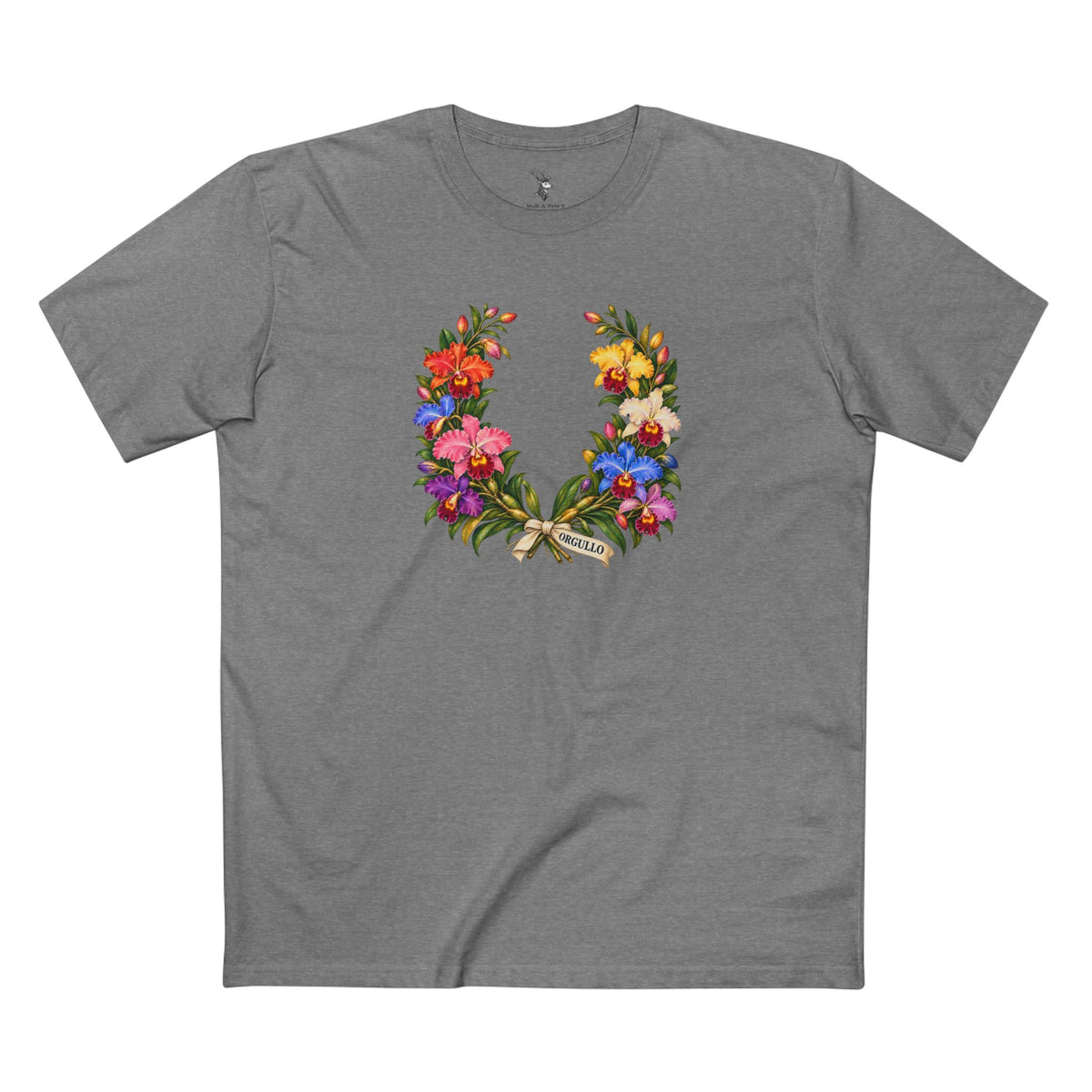 Orgullo Colombian Cattleya Orchid Pride T-Shirt | LGBTQ Luarel Wreath Tee