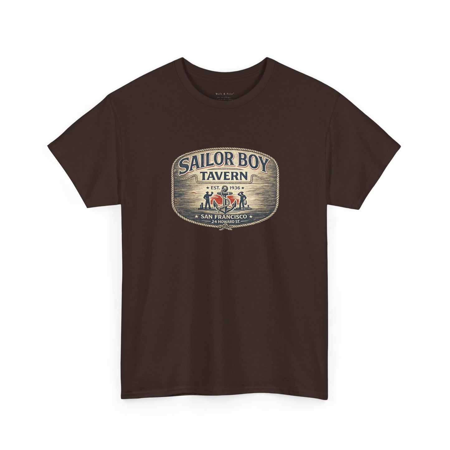 Distressed maritime tavern design with anchor and rope border 
