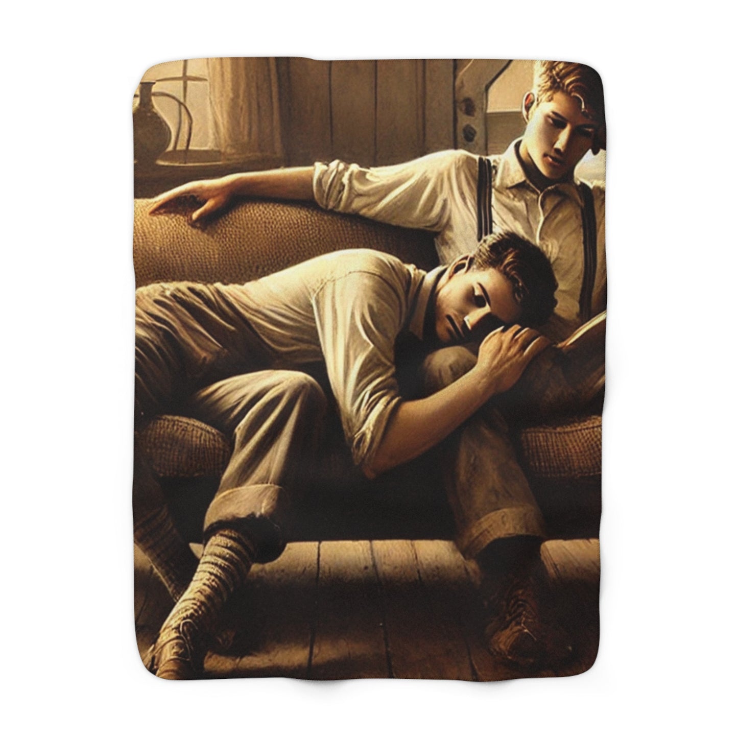 Heirloom sherpa blanket featuring Missing Grant 042 Grant Wood–inspired domestic artwork 