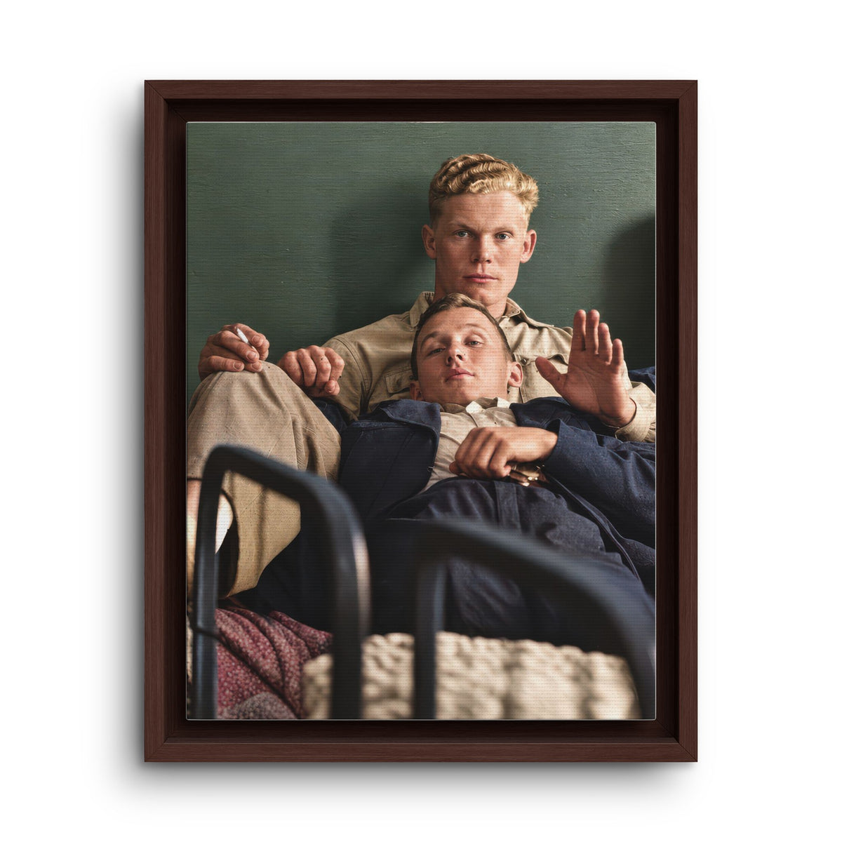 historic portrait of two men seated together vintage photo wall art