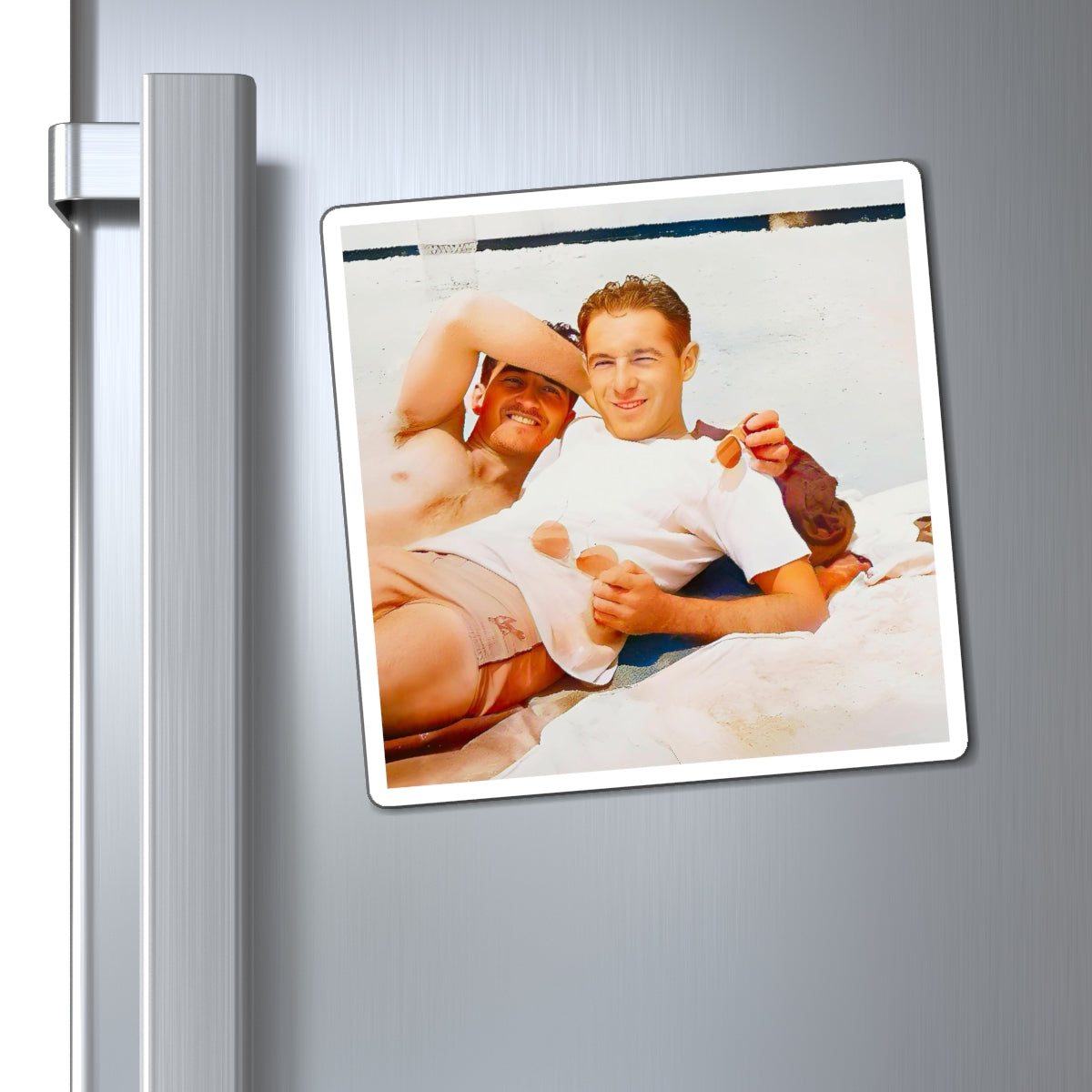 nager 020 | Magnets Gay Couple Beach Vintage Affectionate Men Queer California LGBTQ