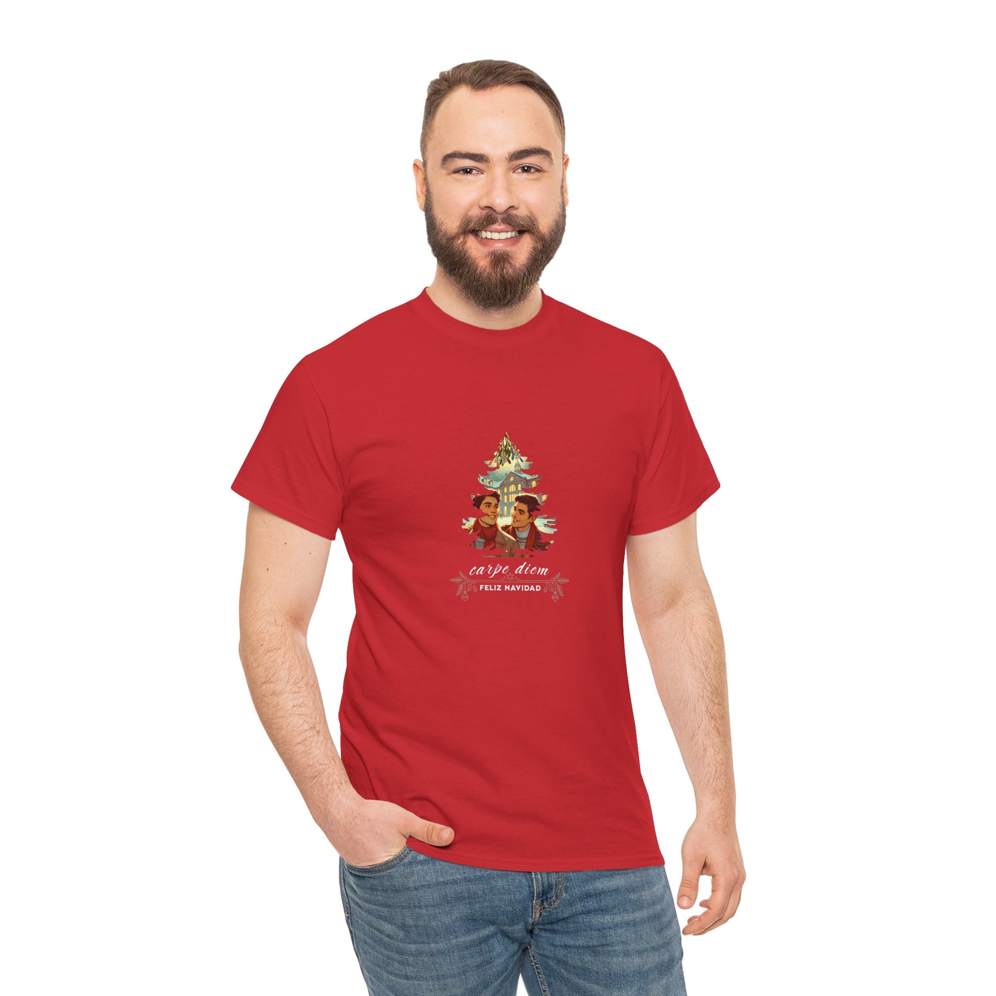 Carpe Diem - feliz navidad | Festive Pride T-Shirt Latino College LGBTQ Christmas Pride Mistletoe