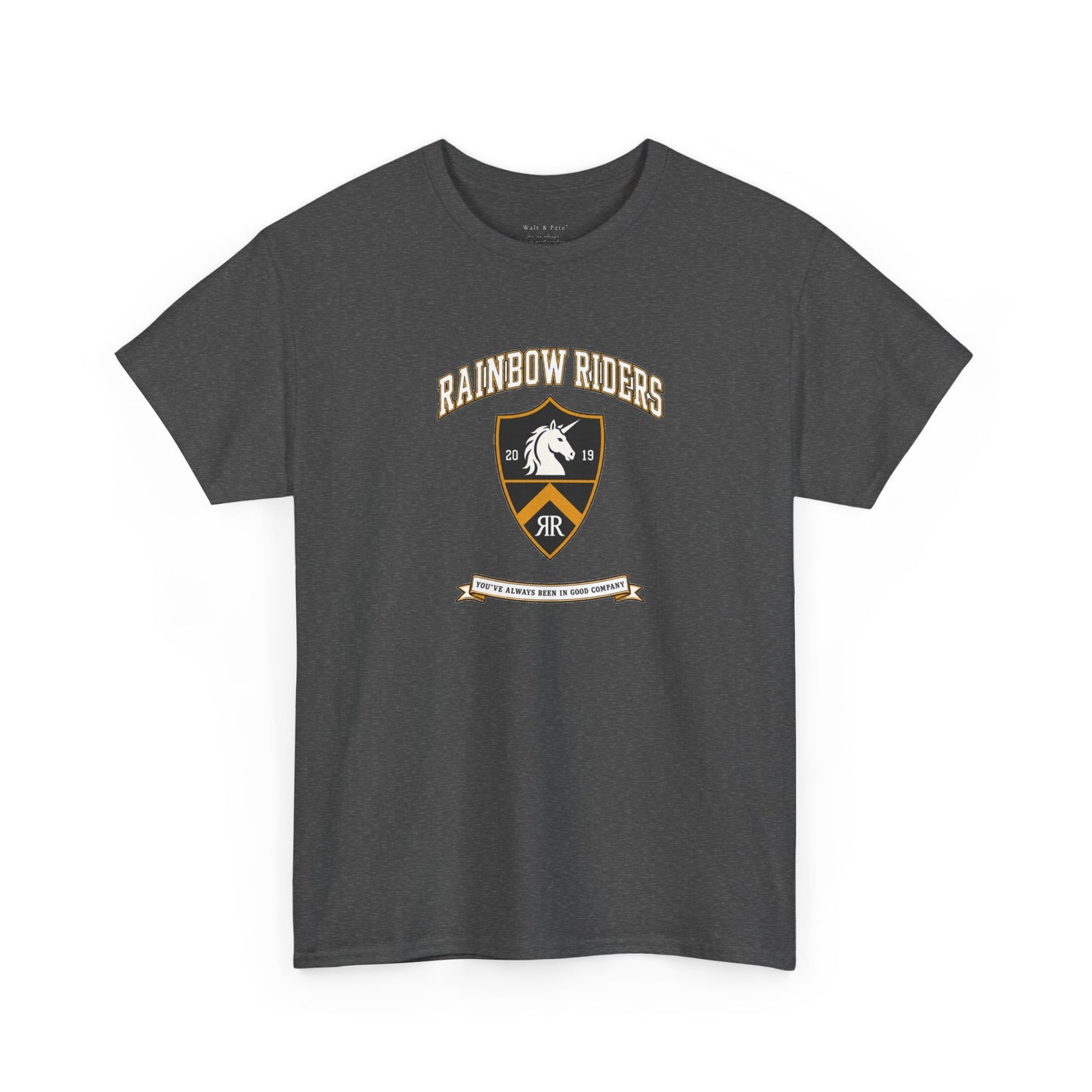 Rainbow Riders Heritage Crest T-Shirt | Est. 2019 LGBTQ+ Collegiate Tee