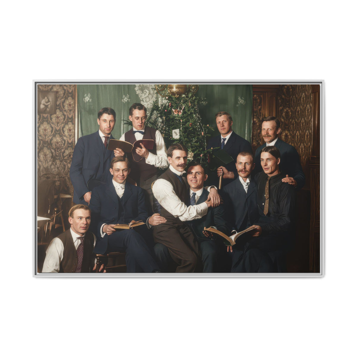 hommes 001 | Framed Vintage Photo - Matte Canvas